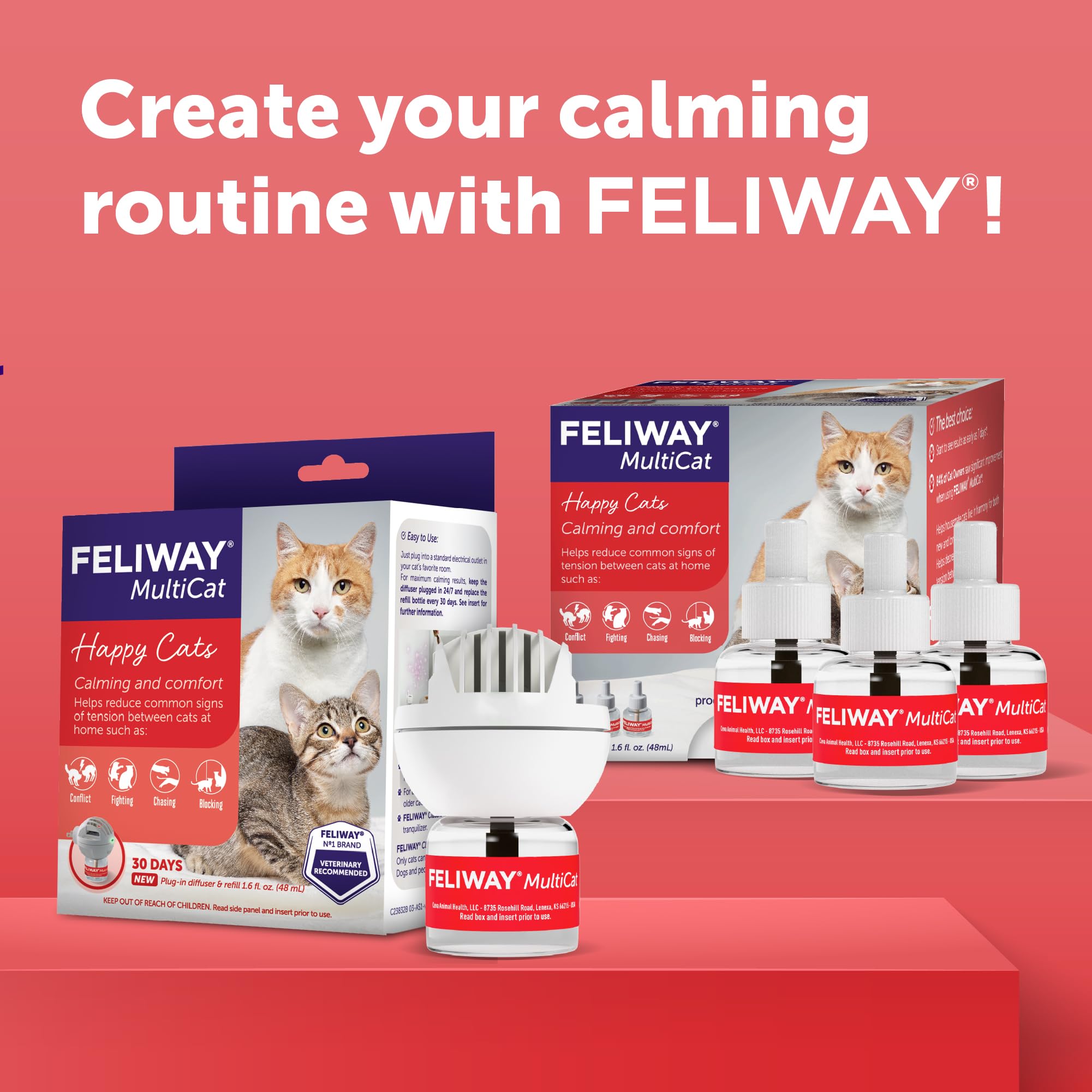 FELIWAY MultiCat en contexte familial chats détendus après installation