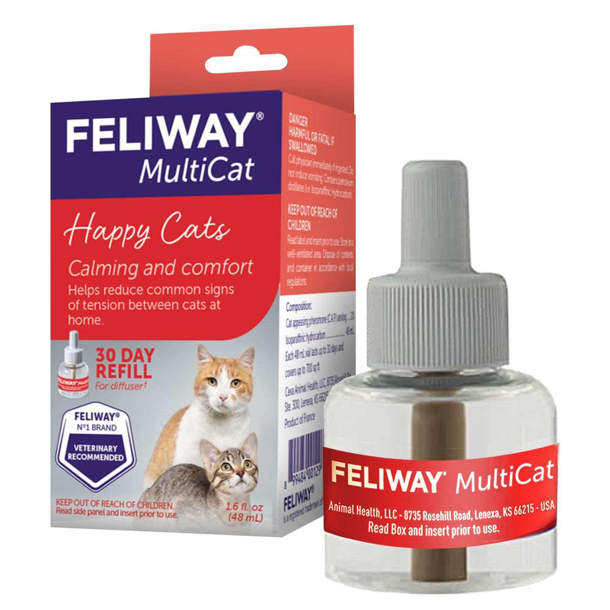 FELIWAY MultiCat face de l’emballage montrant usage apaisant