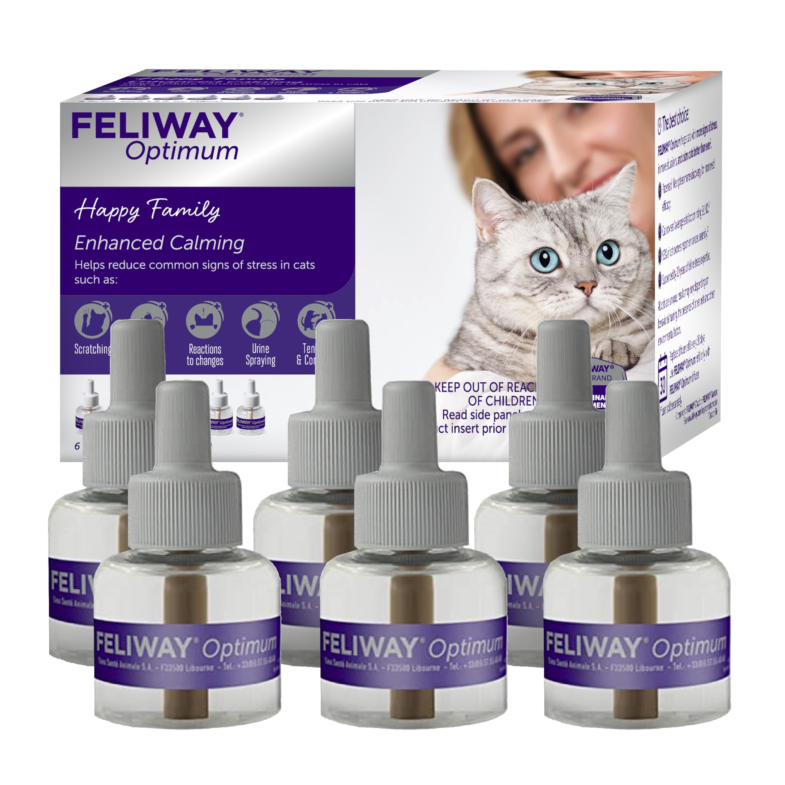 FELIWAY packaging avant montrant pack de 6 et bénéfice tranquillité