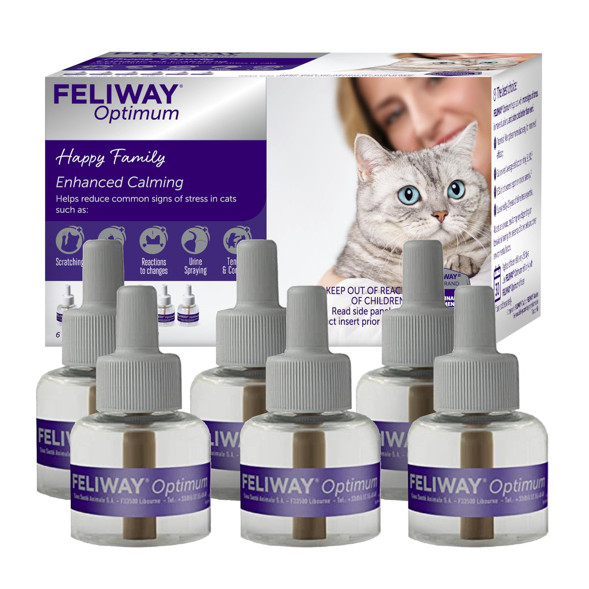 FELIWAY packaging avant montrant pack de 6 et bénéfice tranquillité