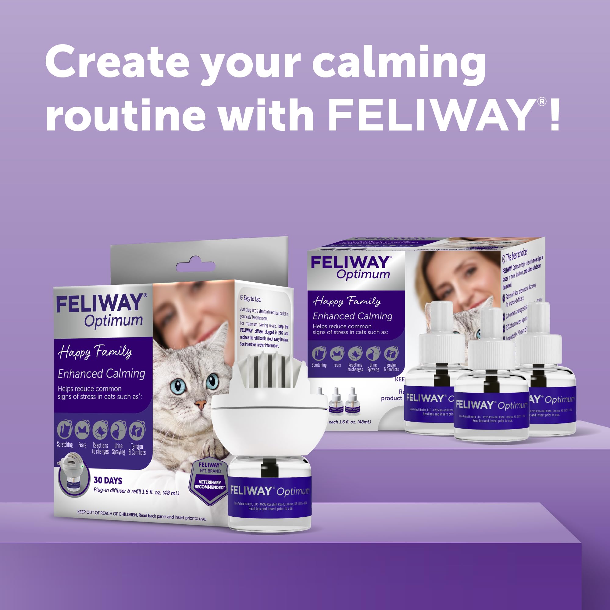 FELIWAY Optimum emballage ouvert dévoilant les recharges incluses
