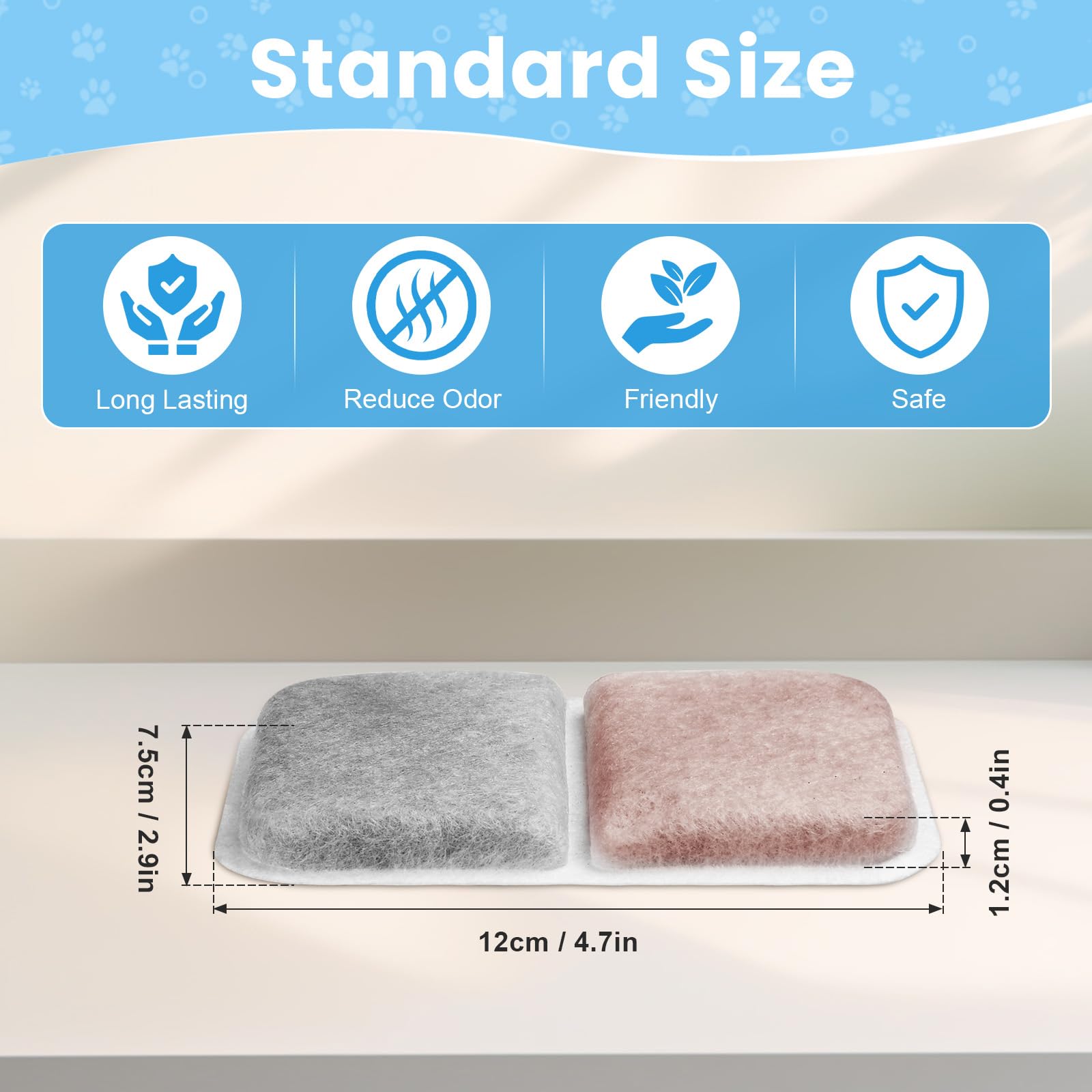 Fenkabs comparaison de taille du filtre avec règle confirmant dimensions standardisées
