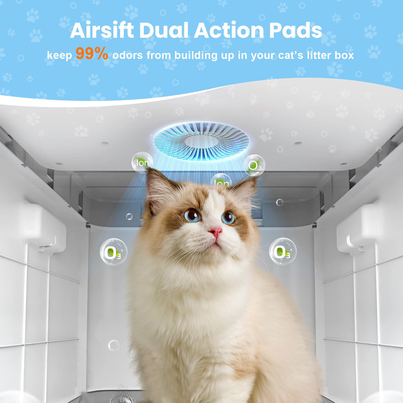 Fenkabs emplacement Airsift ouvert dans bac Catit illustrant compatibilité et ajustement