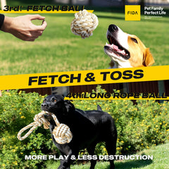 Fida balle en corde prête au lancer, stimulation physique pour chien