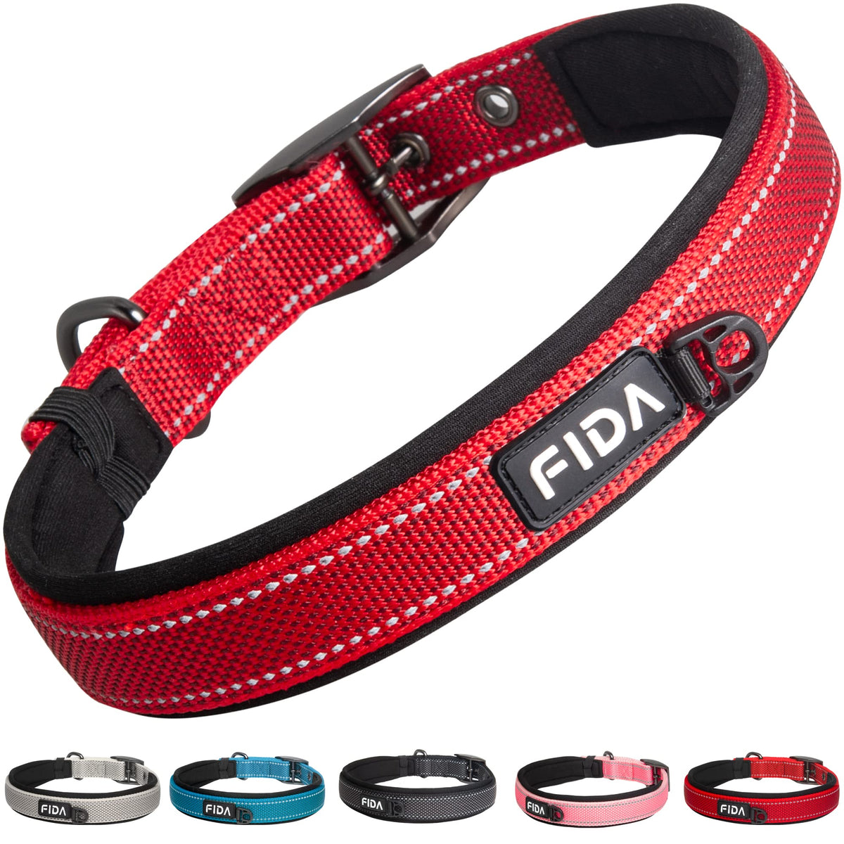 Fida collier vue avant emballage montrant sécurité et design