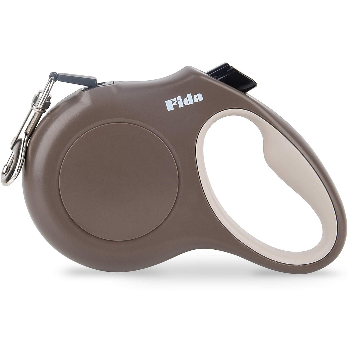 Fida laisse face avant café montrant design compact et contrôle facile