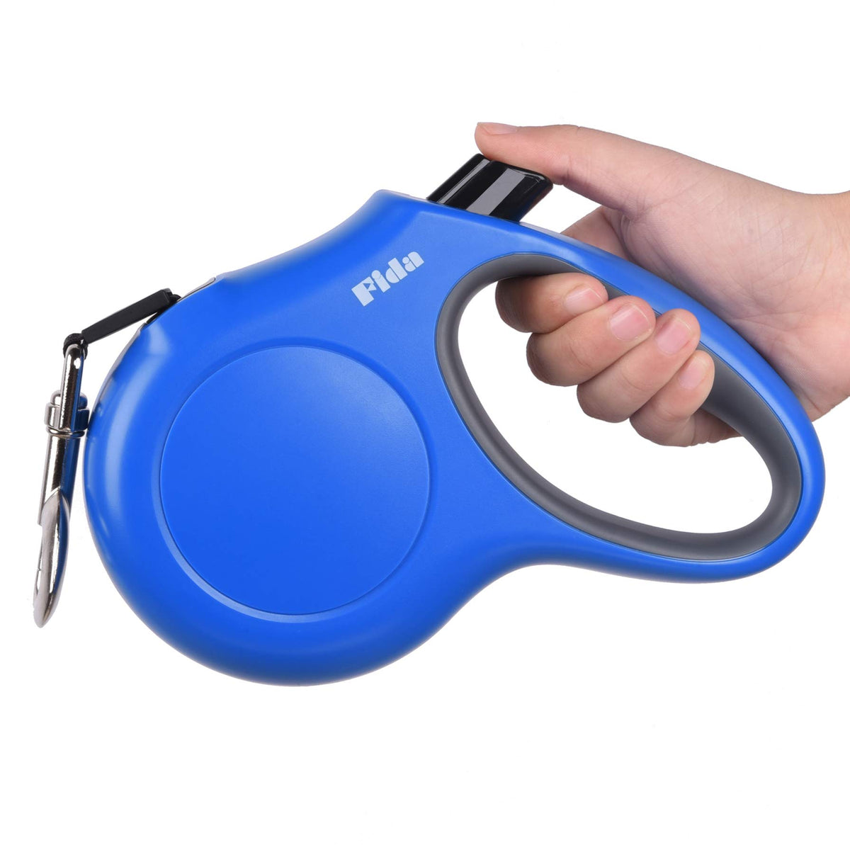 Fida laisse rétractable face avant montrant boîtier robuste et confort