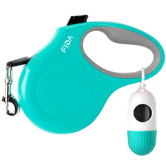 Fida laisse rétractable face avant montrant design compact et poignée confortable