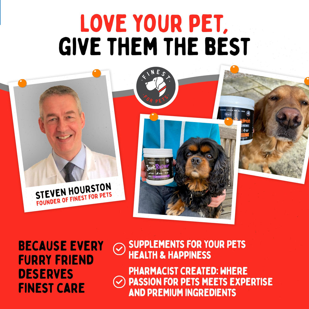 Finest For Pets flacon tenu en main pour comparaison d'échelle et facilité d'utilisation