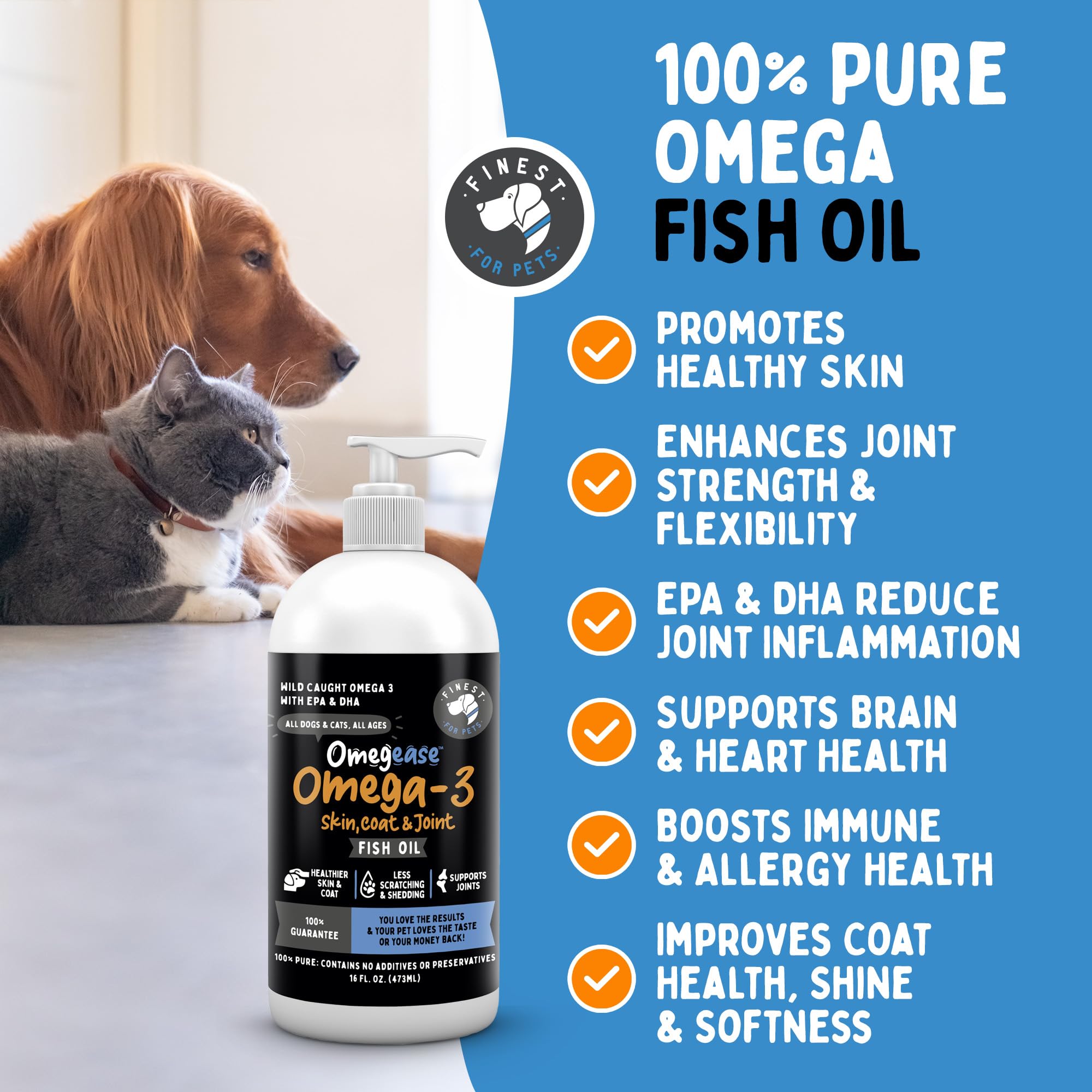 Finest For Pets huile versée d'une cuillère pour dosage précis et facile