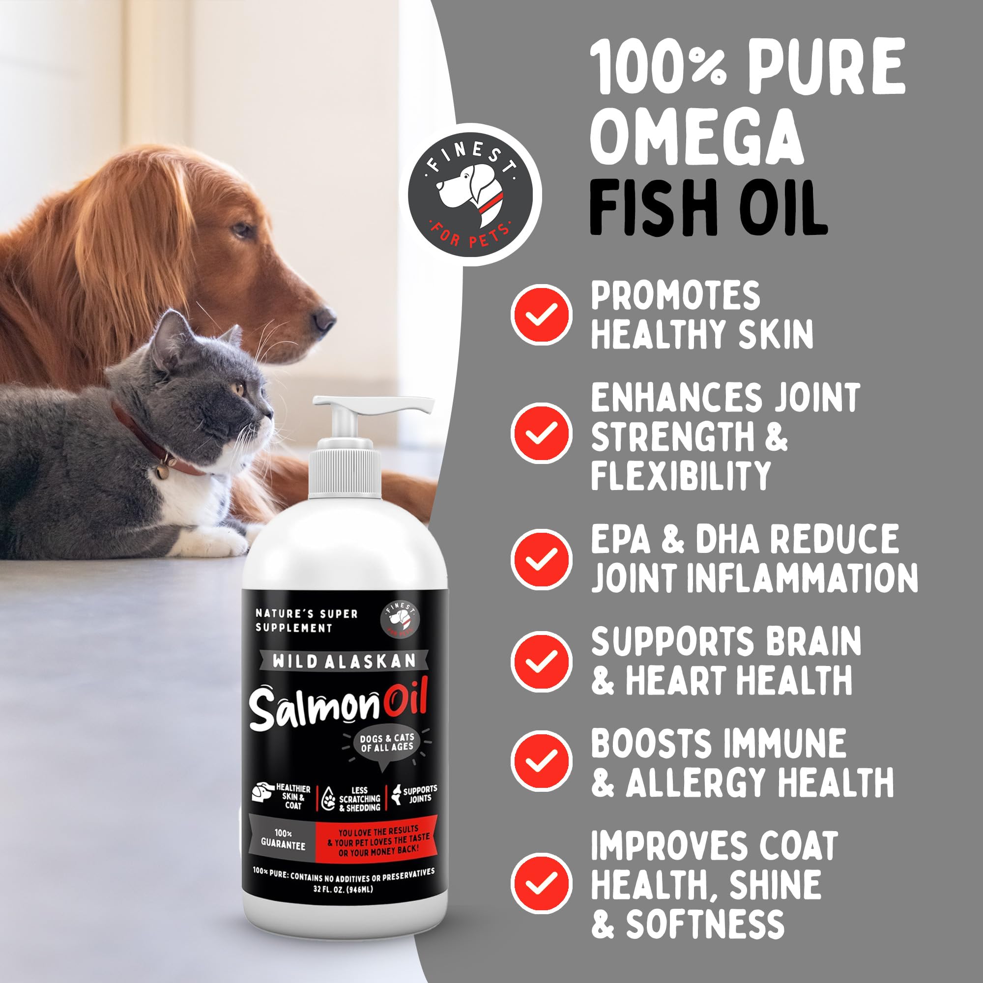 Finest For Pets gros plan texture huile avec gouttes pour mélange facile et appétence