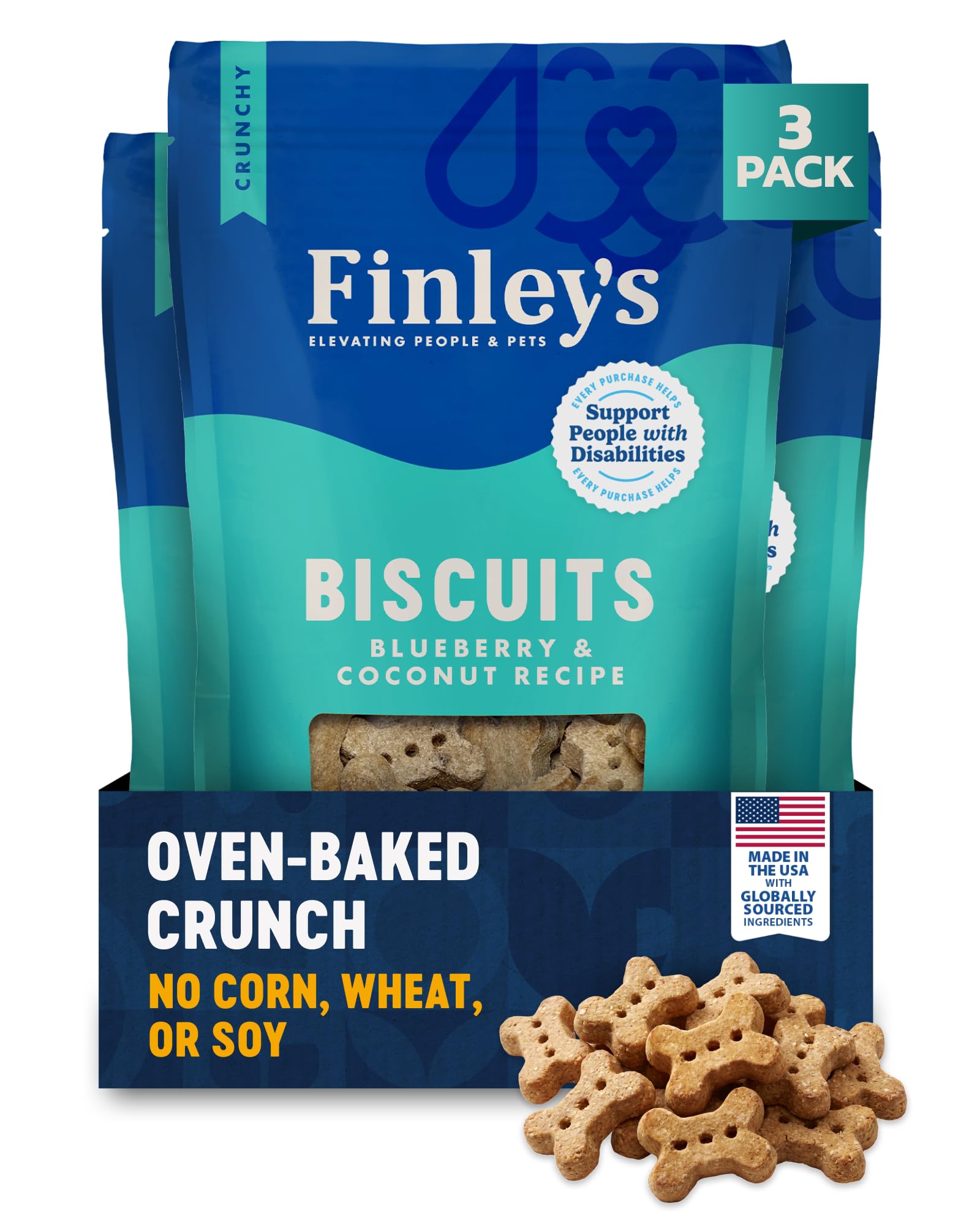 Finley’s emballage avant Blueberry Coconut montrant le visuel appétissant