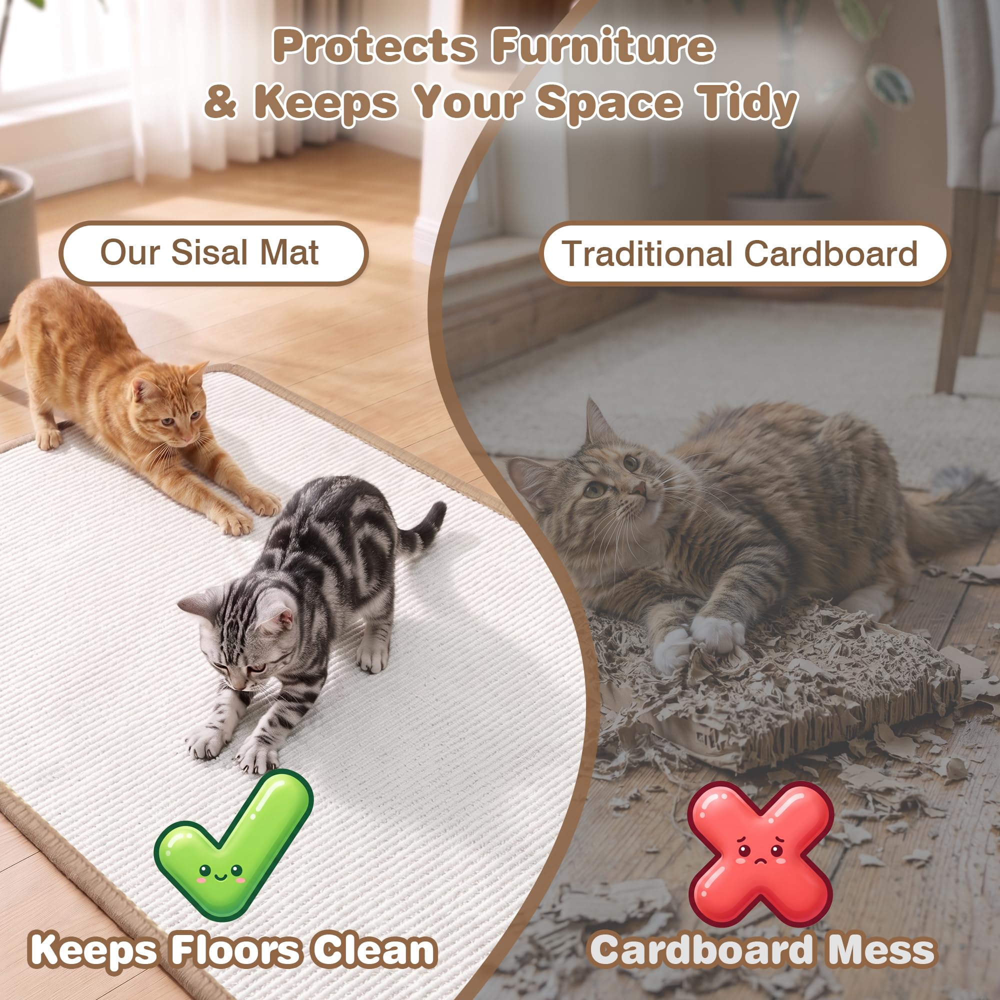 Finvizo tapis à l'échelle avec chat Maine Coon montrant surface généreuse
