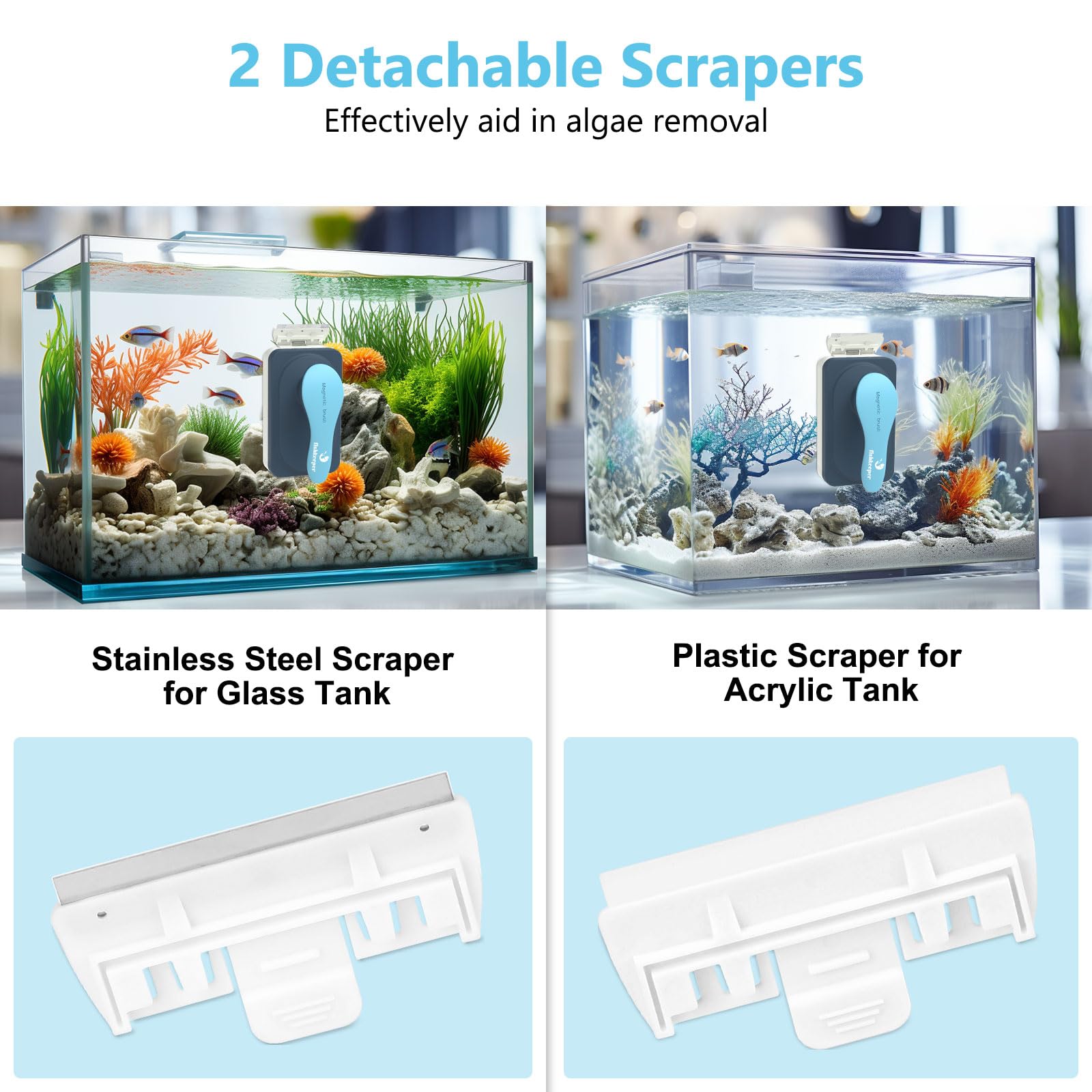 fishkeeper grattoirs amovibles plastique et inox pour surfaces ciblées