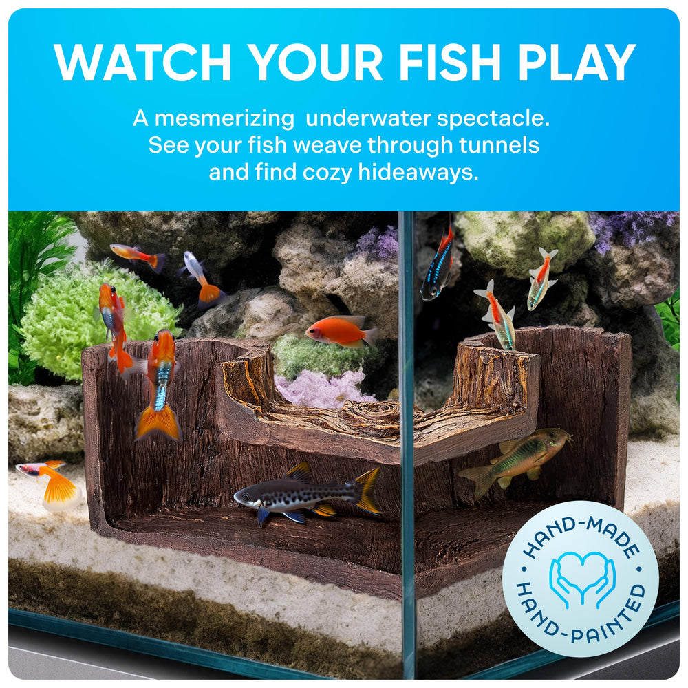 FISHNOSH cachette placée dans l'angle d'un aquarium offrant abri discret