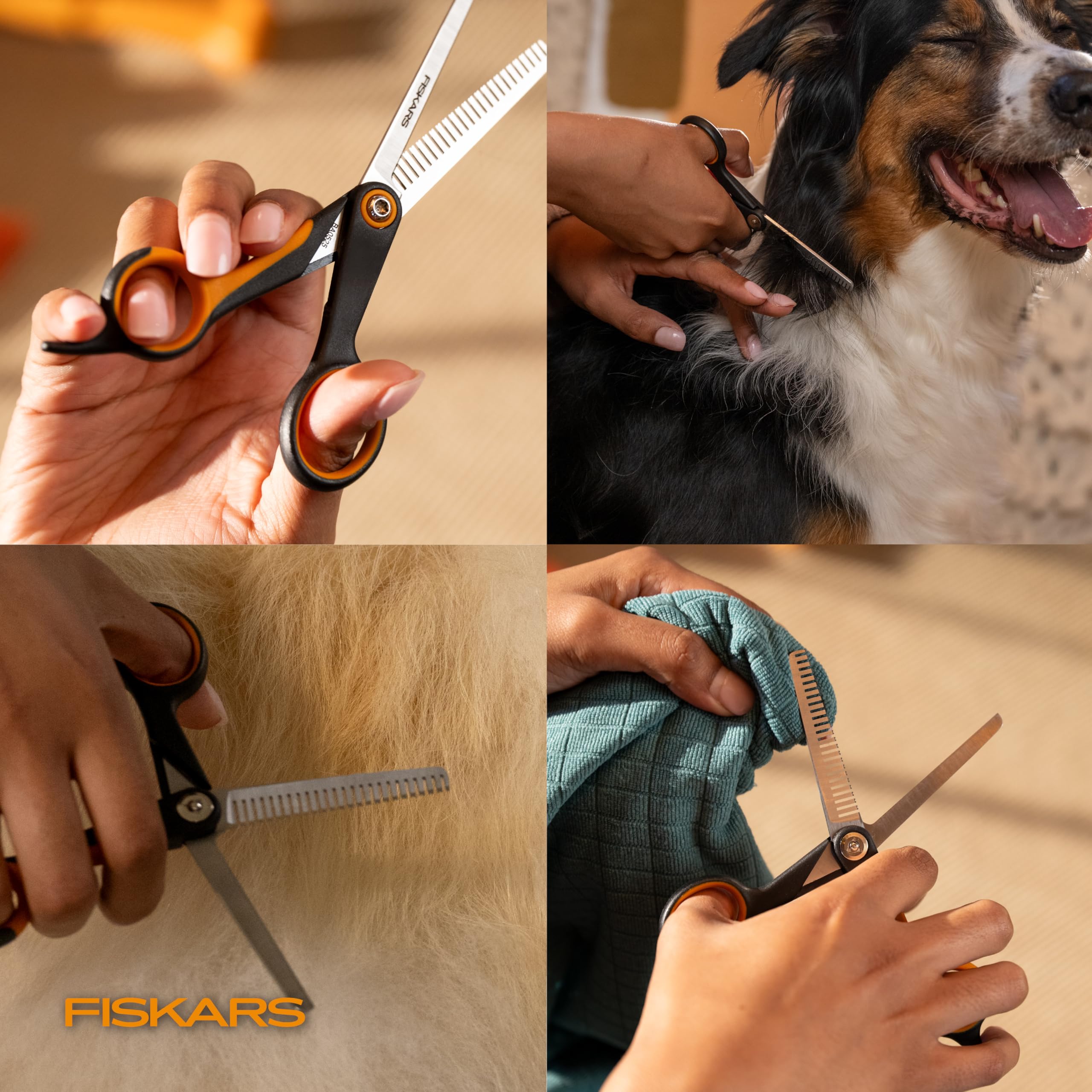 Fiskars posé dans un coin toilettage à domicile pour utilisation pratique