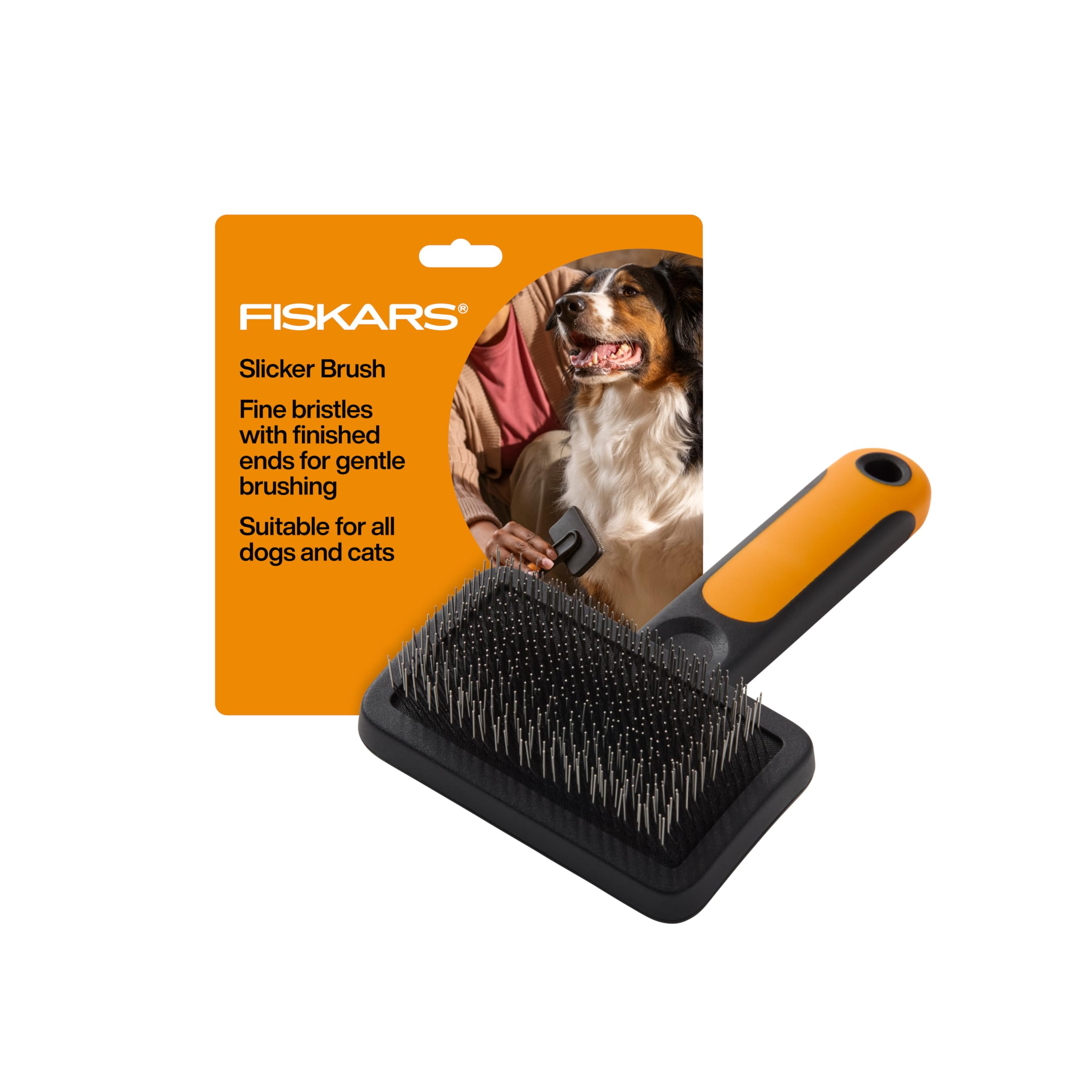 Fiskars vue avant emballage montrant la brosse compacte et professionnelle