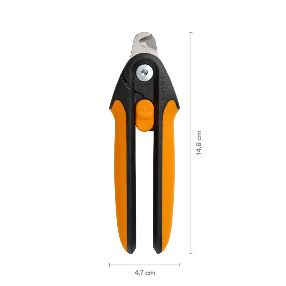 Verrou de sécurité Fiskars fermé pour rangement sûr et transport sans risque