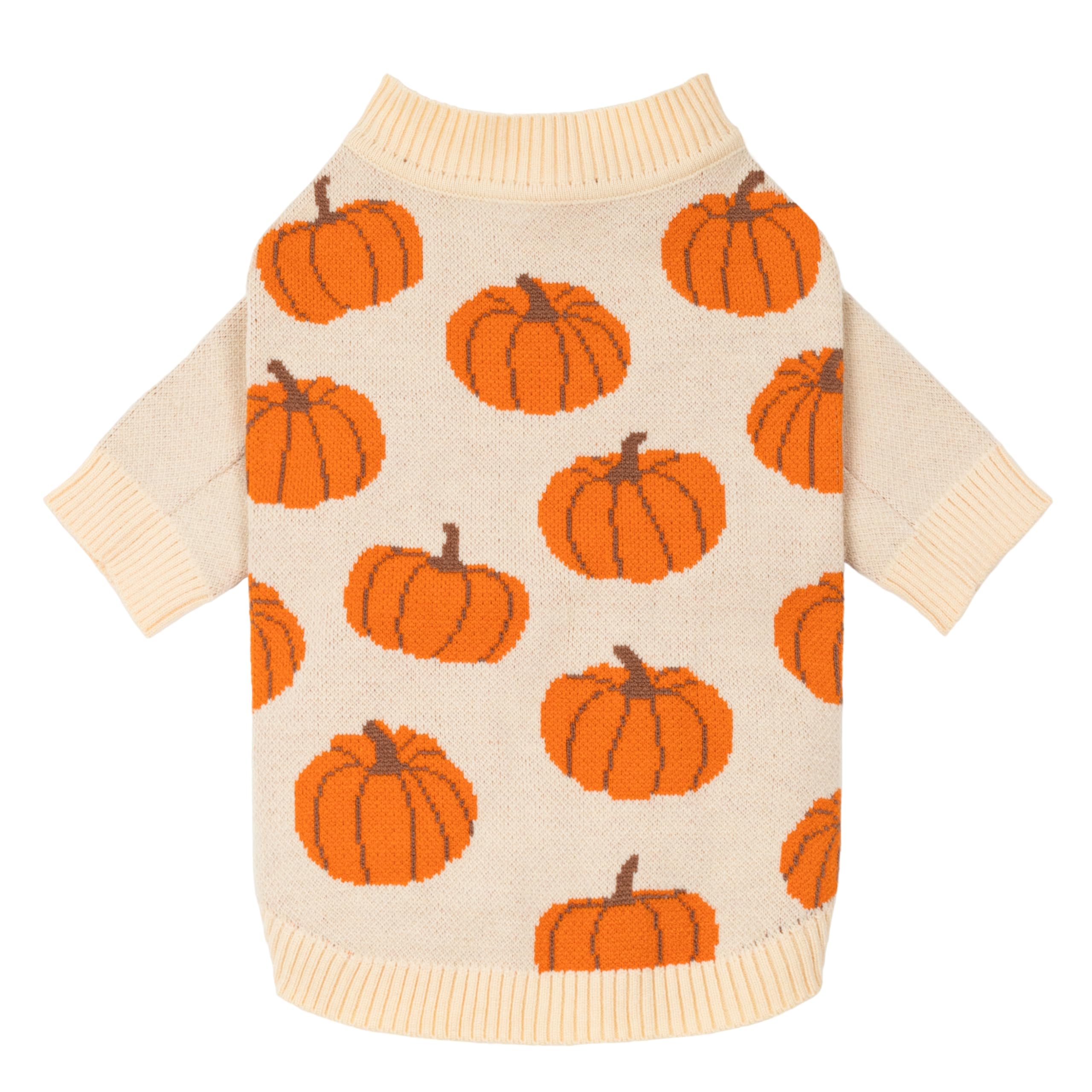 Fitwarm pull citrouille face montrant coupe ajustée et confort