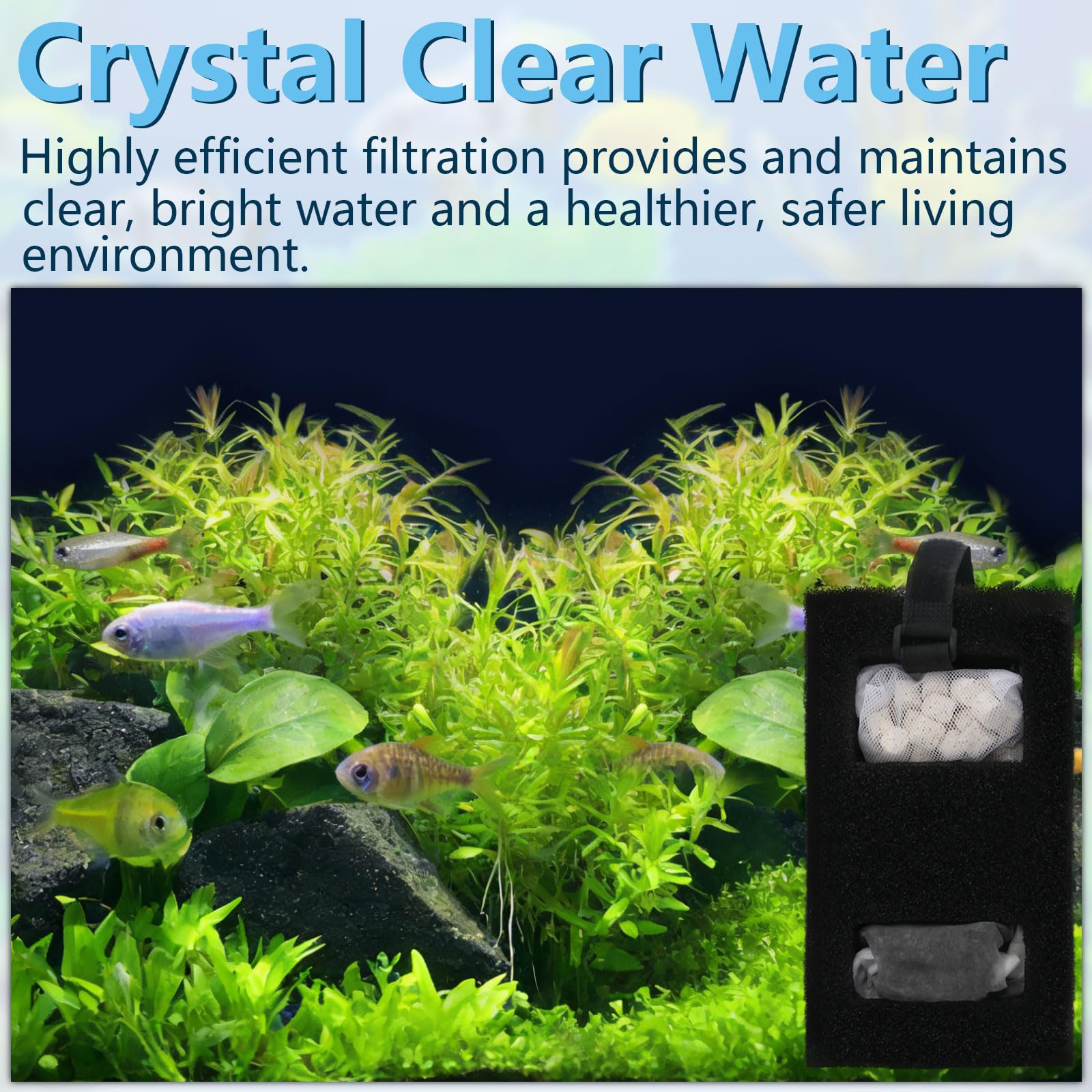 FIX ZHANG kit installé dans un Fluval EVO montrant débit doux et eau claire