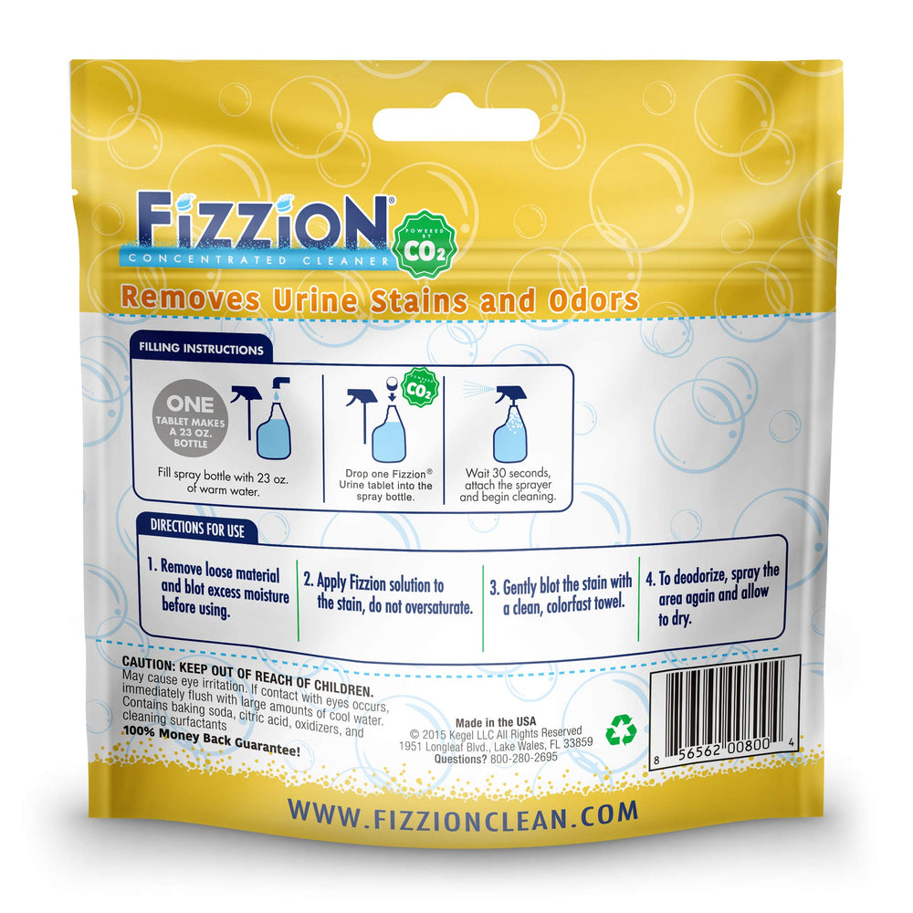 Fizzion comprimé dissous en spray illustrant nettoyage rapide et efficace