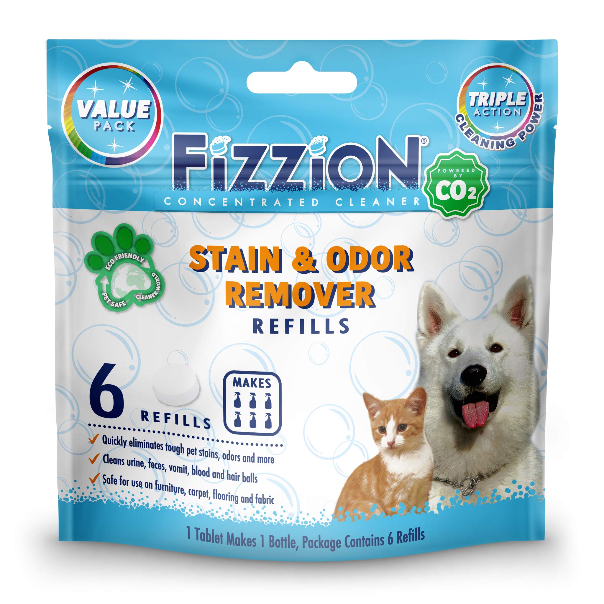 Fizzion emballage recto montrant 6 pastilles, utile pour stockage compact