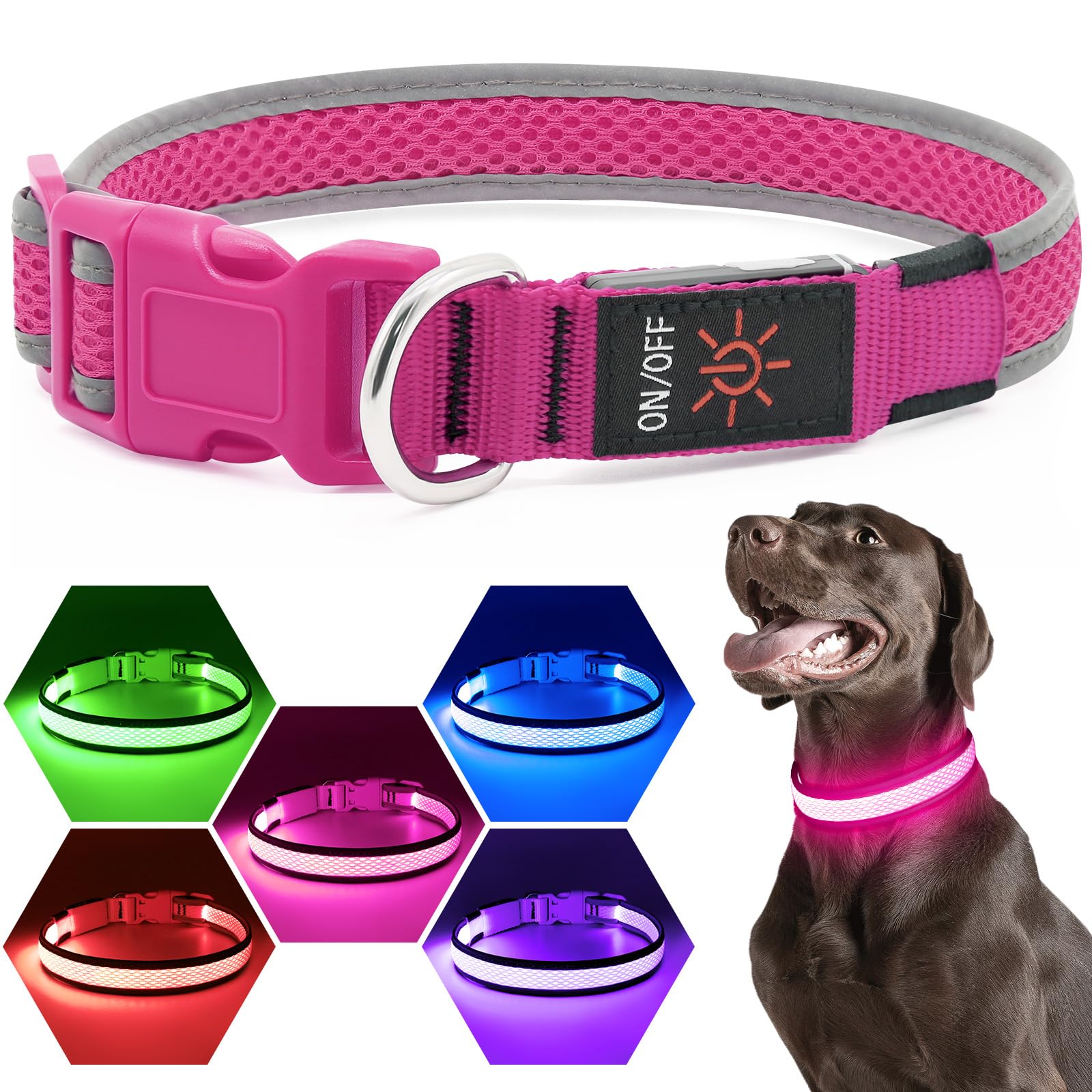 Flashseen collier face avant montrant lumière vive pour sécurité