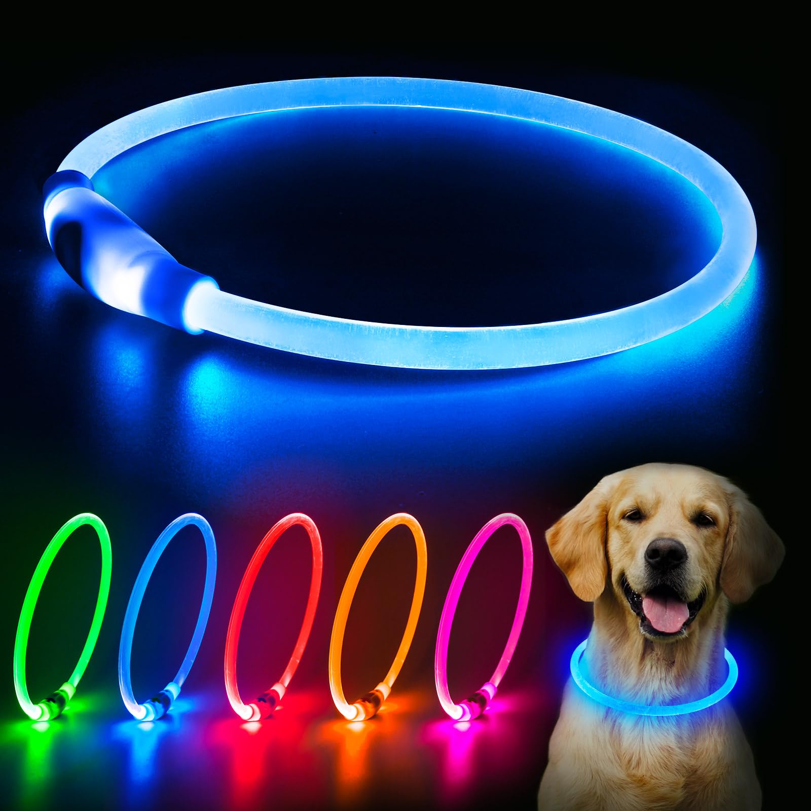 Flashseen collier LED face avant montrant visibilité à 360°