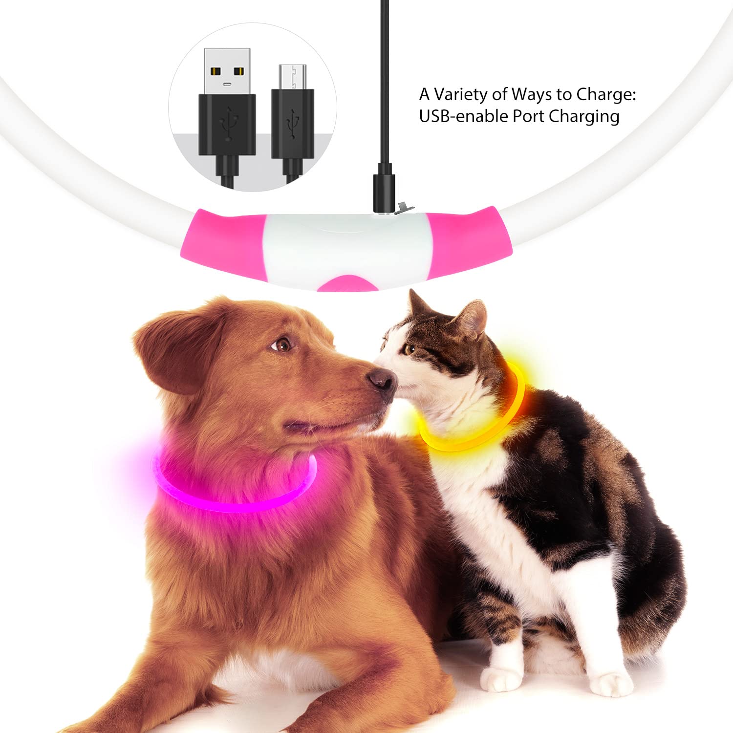 Flashseen collier led gros plan sur texture TPU durable