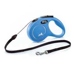 FLEXI laisse Classic Cord vue de face montrant la coque bleue robuste et durable