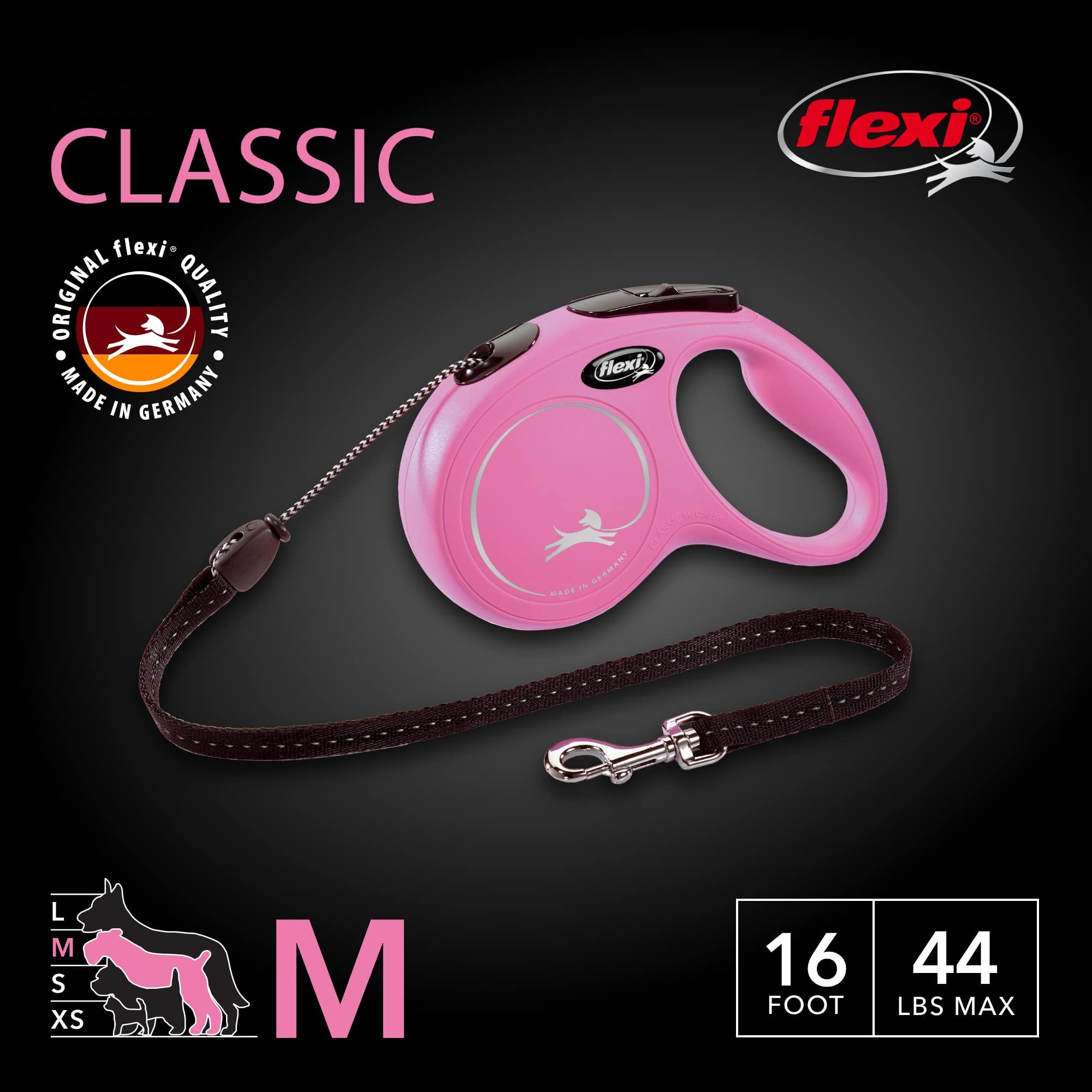 FLEXI poignée ergonomique en rose montrant prise confortable et frein