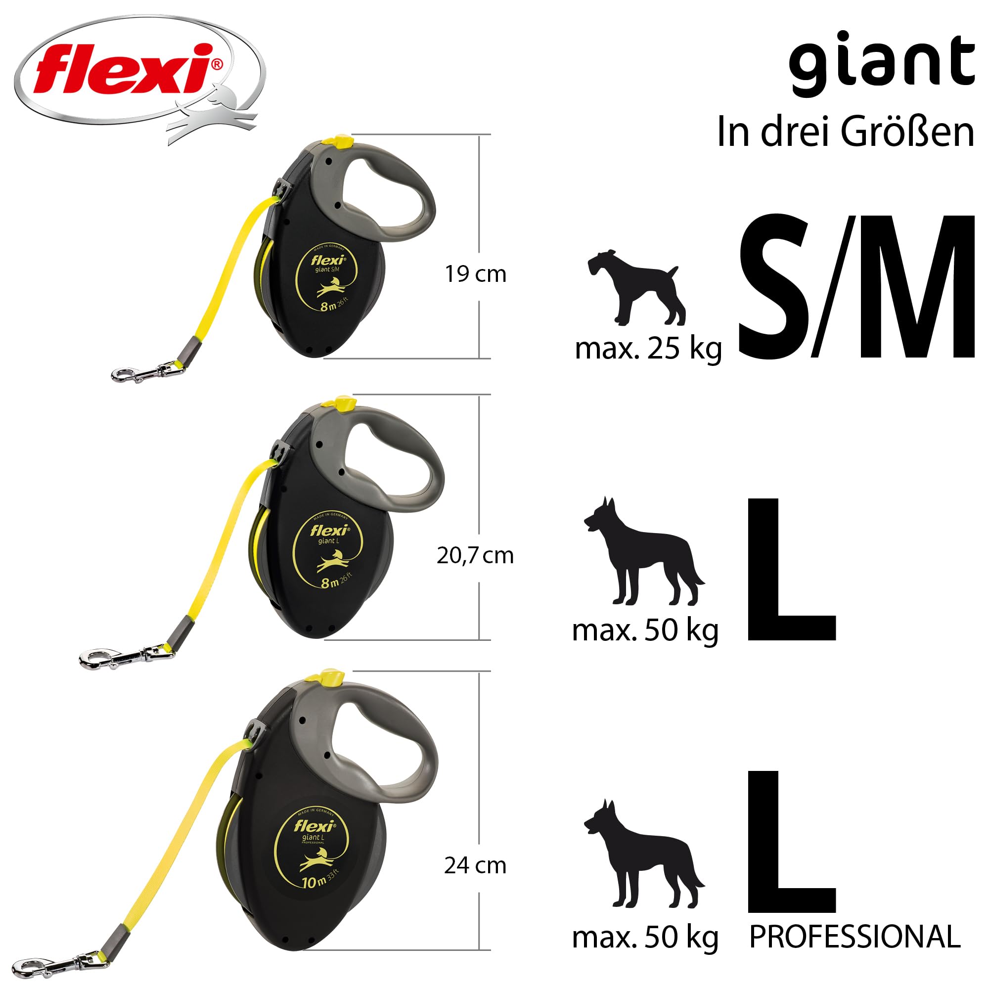 FLEXI comparaison taille illustrant longueur 10 m et échelle claire