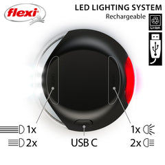 FLEXI gros plan LED avant montrant intensité lumineuse et sécurité