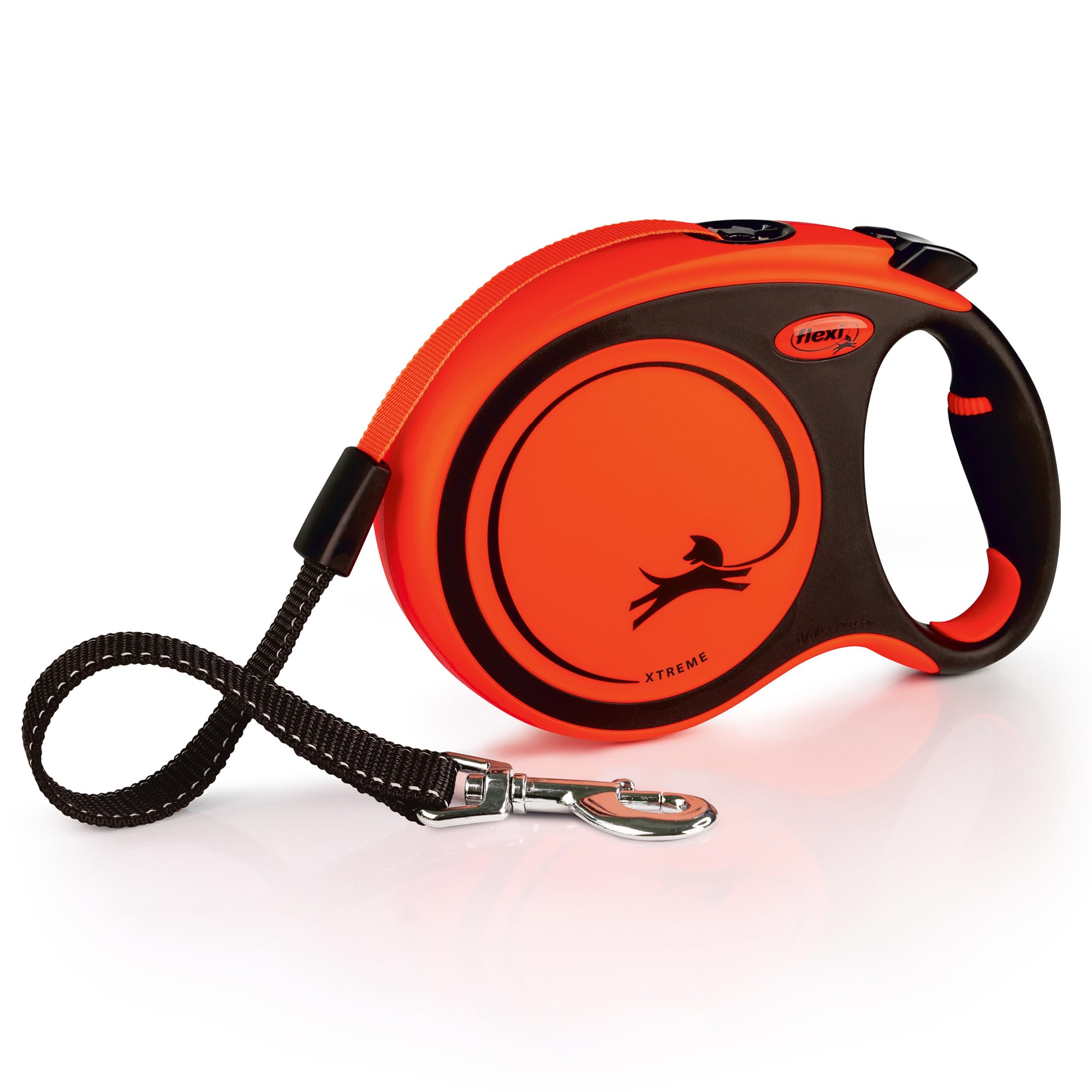 FLEXI boîtier avant orange/noir montrant solidité et visibilité