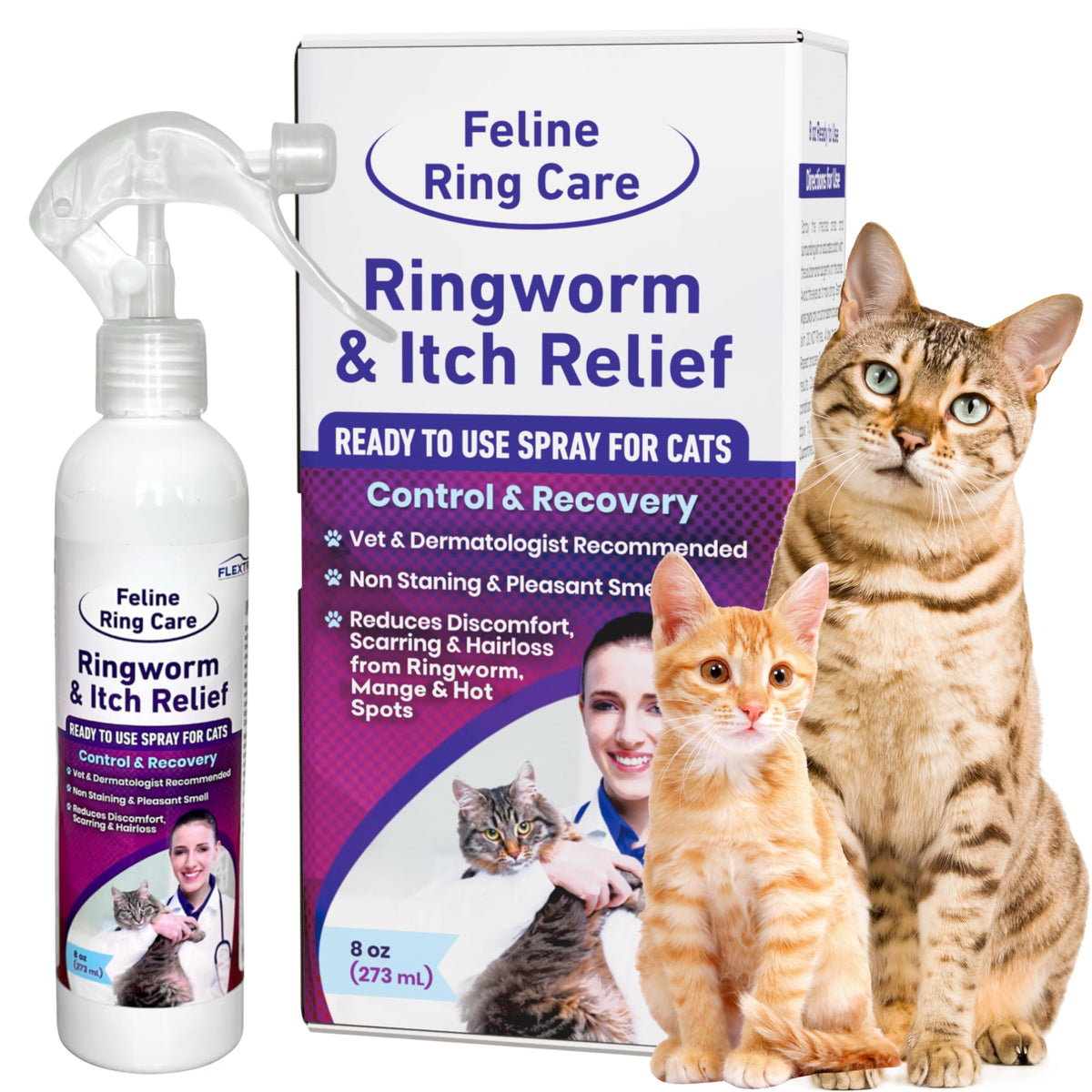 FlexTran Feline Ring Care vue avant du flacon pour identification rapide