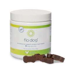 Veterinarian Recommended Solutions emballage Flo Dog Cranberry montrant la présentation pratique