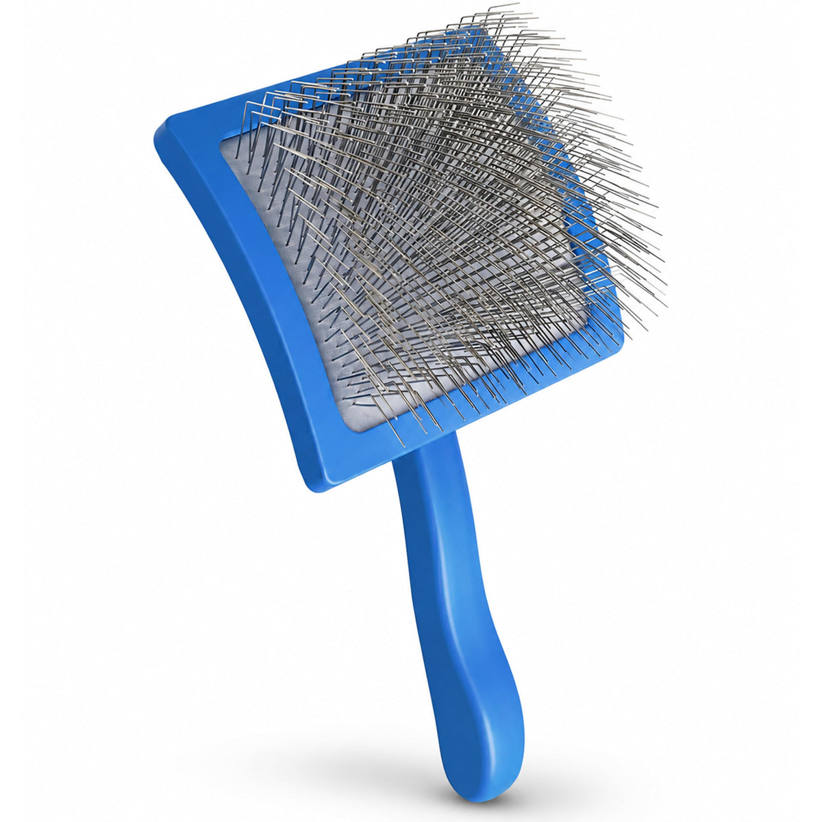 FluffyCare brosse face avant montrant le design et la couleur bleue, contrôle amélioré