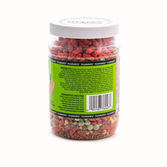 Fluker's close-up des petits pois et courge lyophilisés ajoutant diversité nutritive