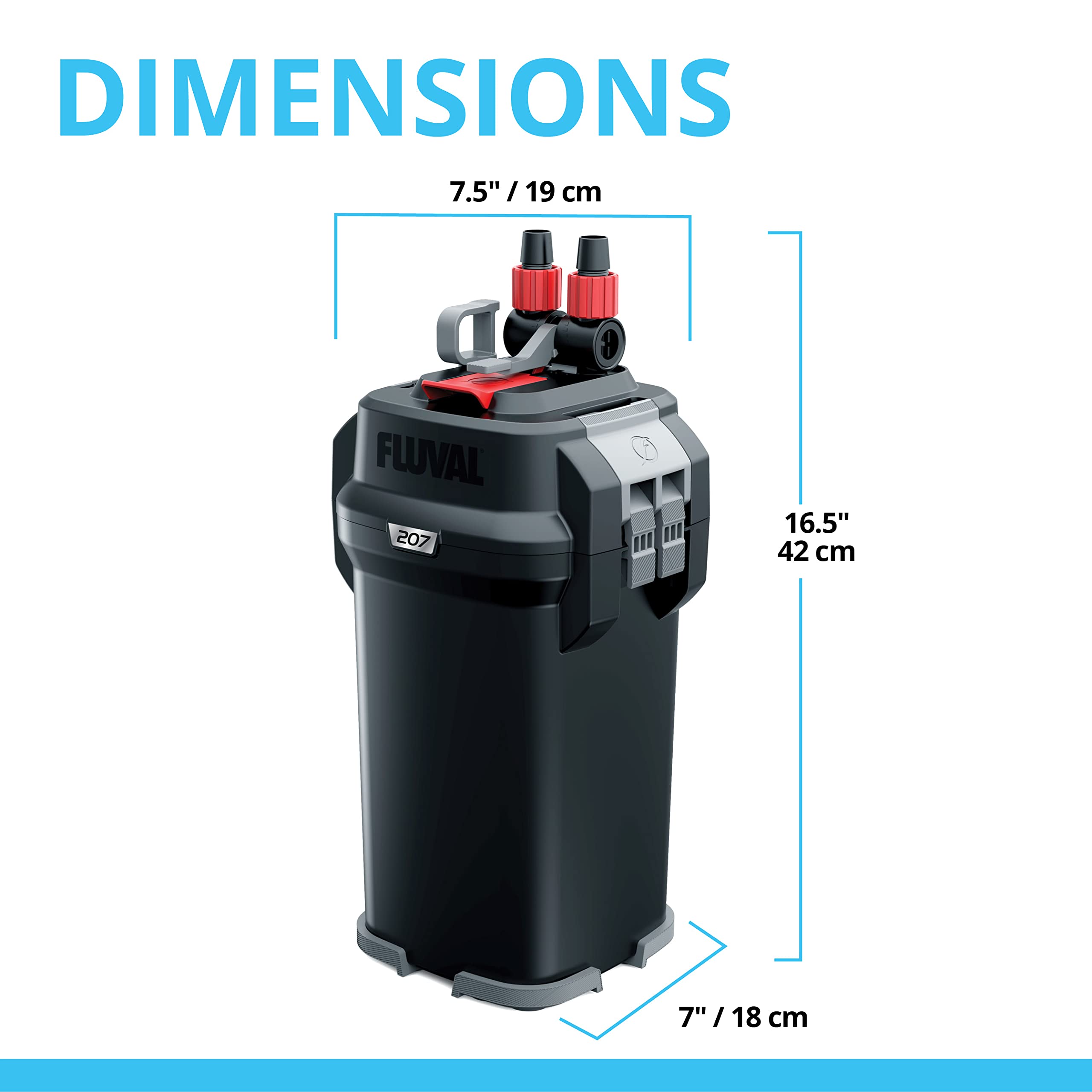Fluval 207 comparaison taille échelle montre encombrement compact et gain de place
