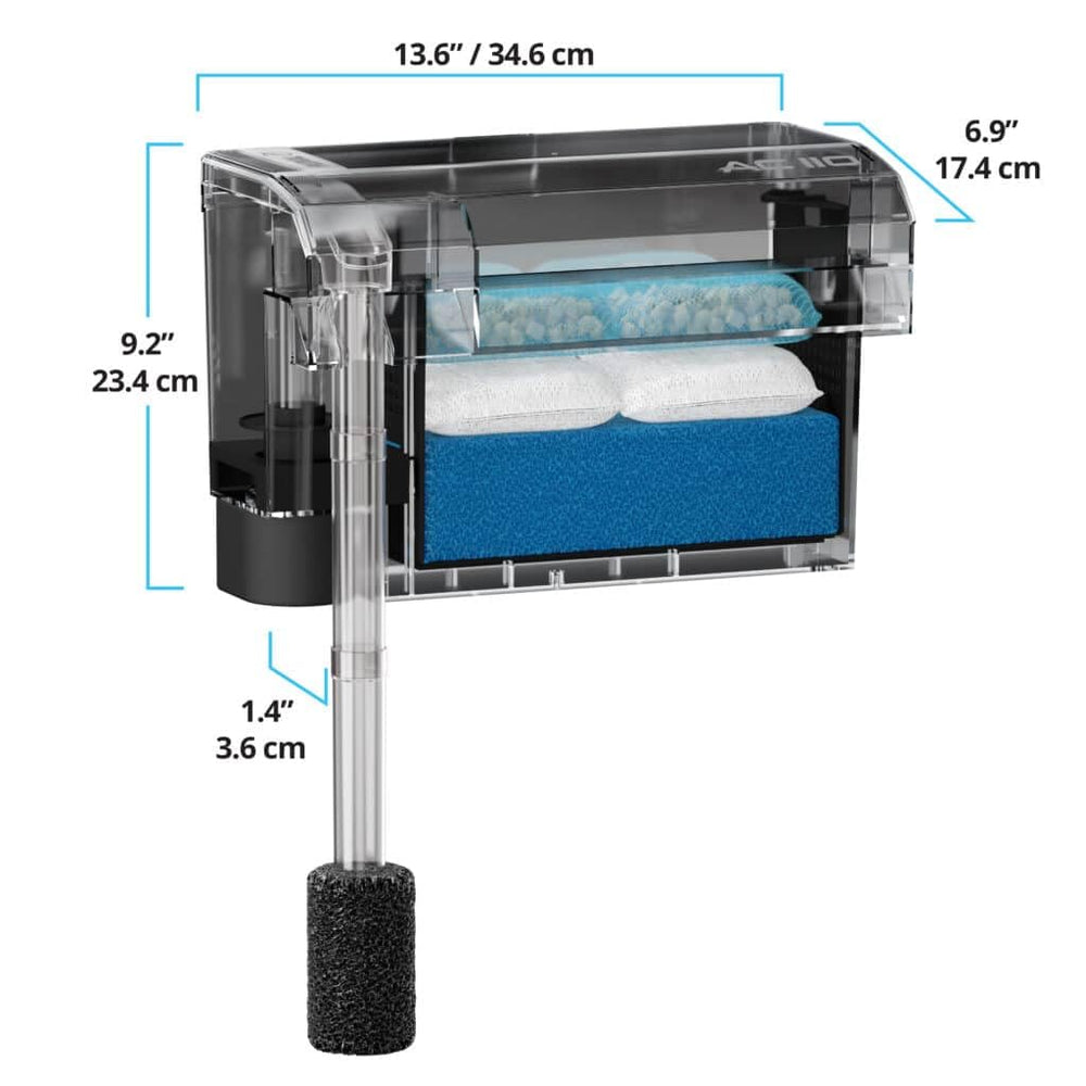 Fluval AC110 installé en contexte domestique près d'un meuble, illustre intégration esthétique et silencieuse