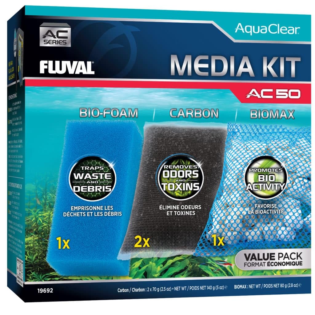 Fluval kit AC50 emballage avant prêt à l'emploi pour une filtration complète
