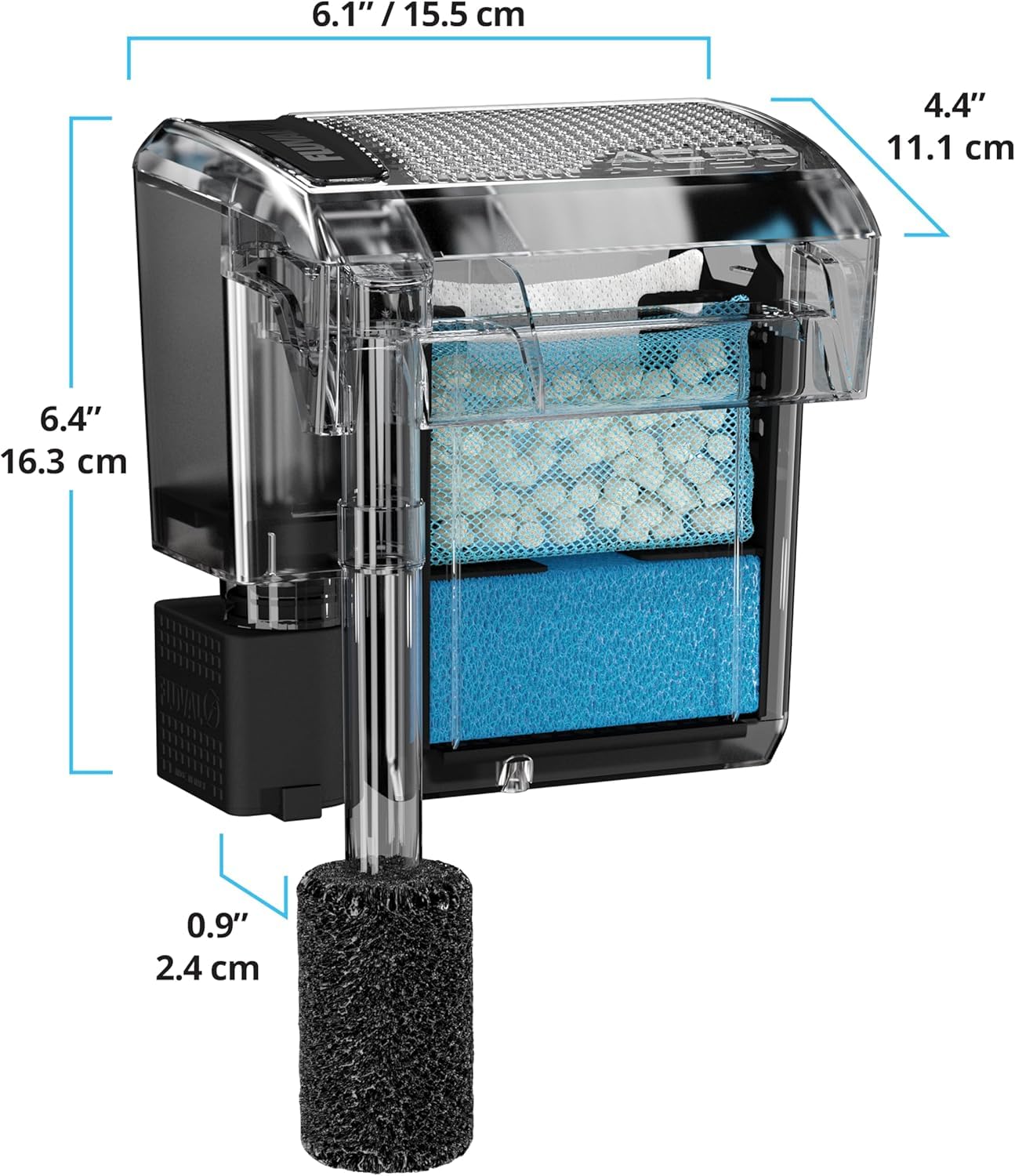 Fluval AquaClear 30 gros plan mousse AquaClear pour filtration mécanique améliorée