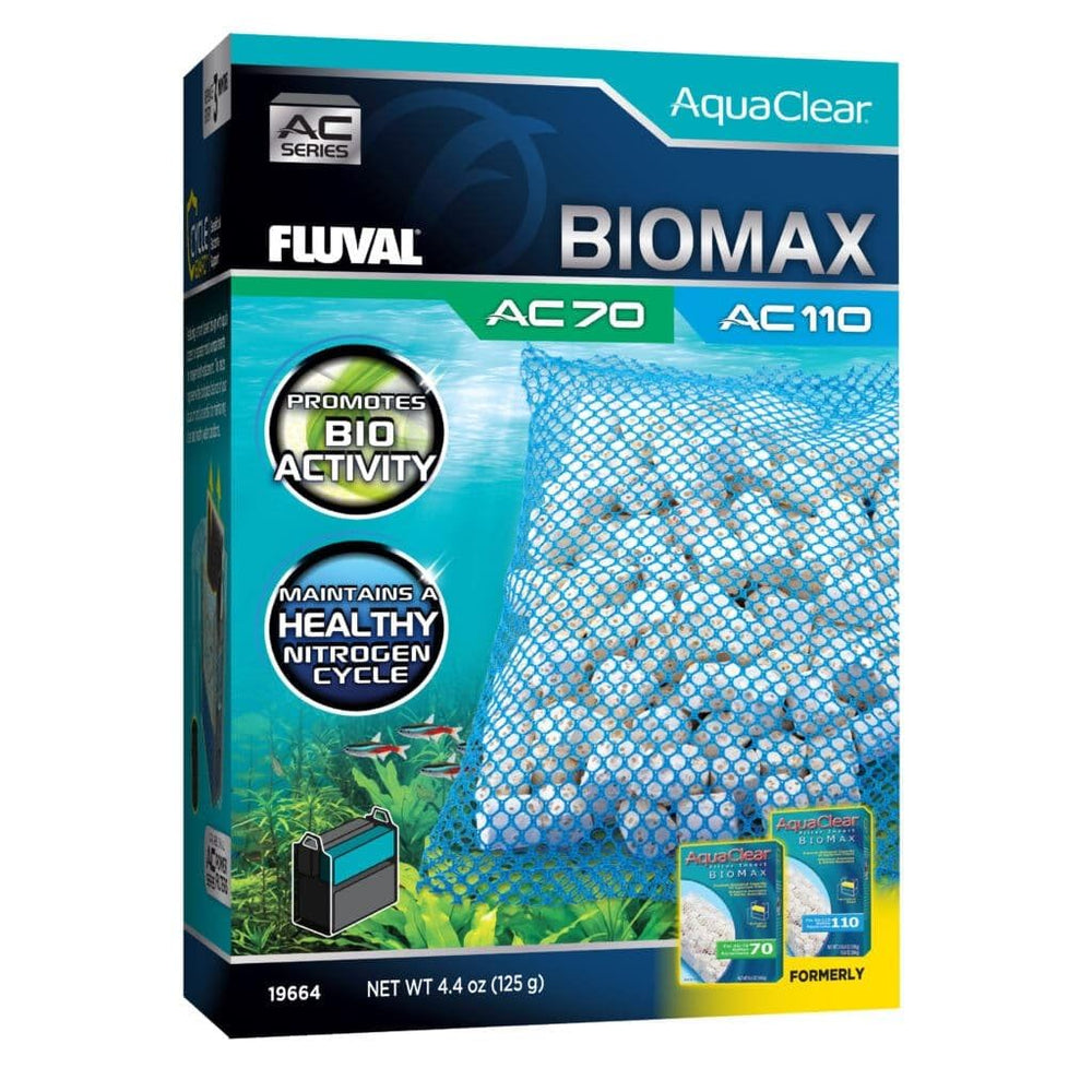 Fluval BIOMAX emballage face présentant 125 g et compatibilité AC70 AC110