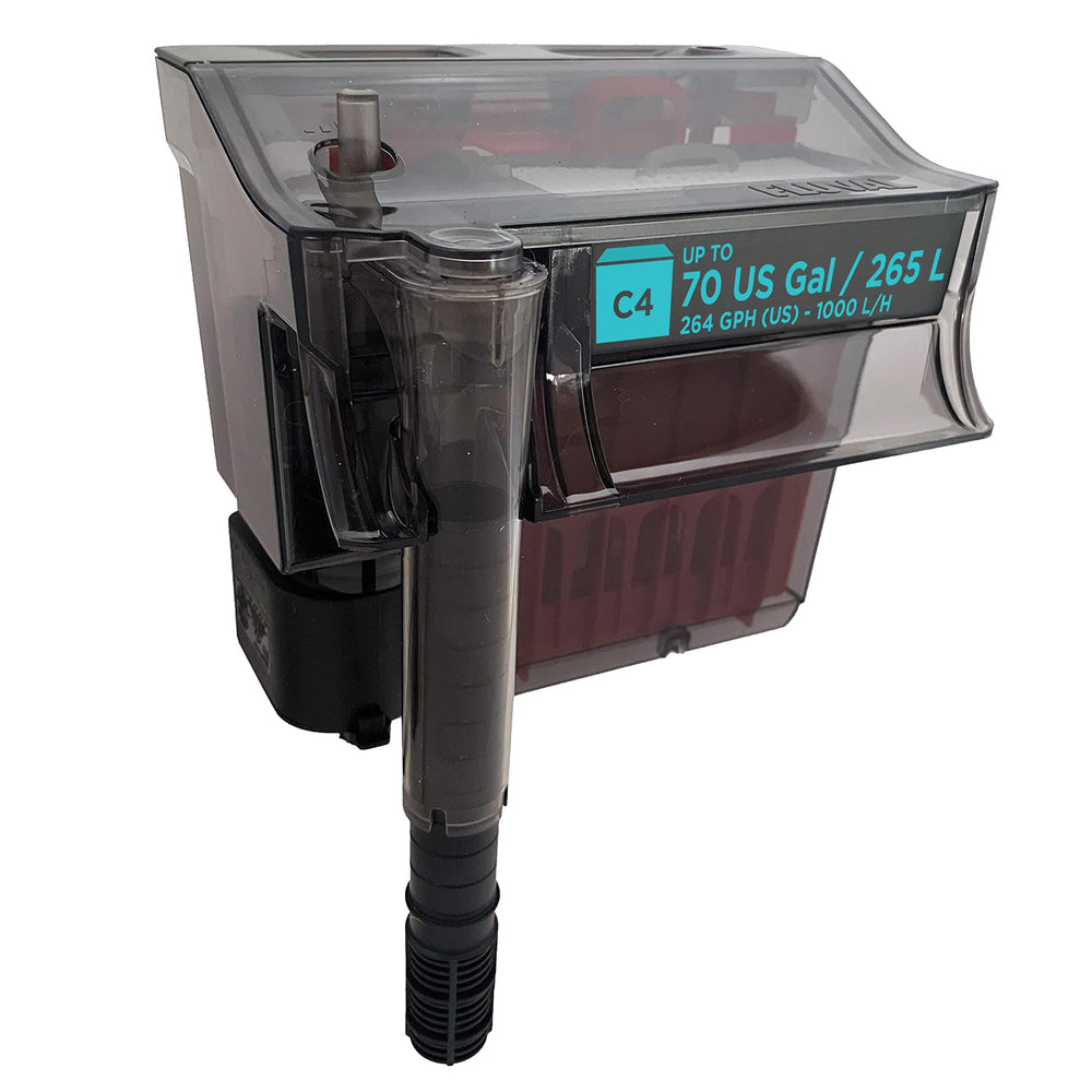 Fluval C4 face avant montrant design compact et fixation clip-on pour facilité d'installation