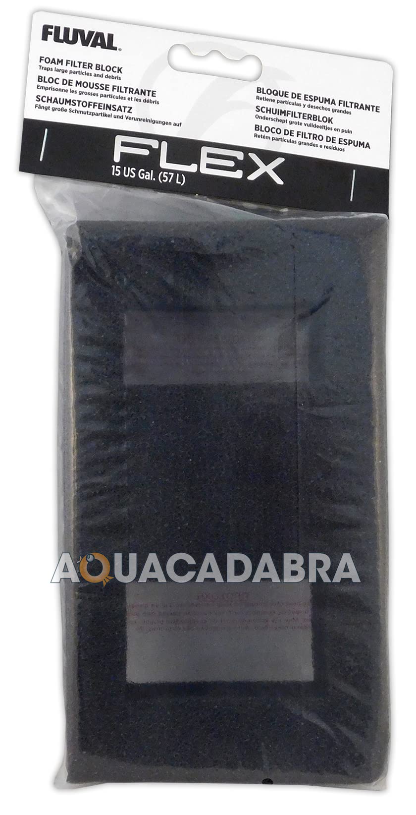 Gros plan sur la texture de la mousse Fluval captant les particules visibles