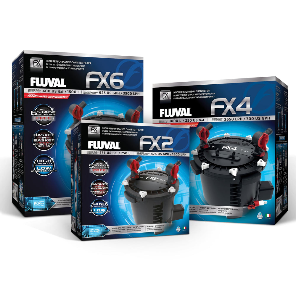Comparatif d'échelle Fluval FX2 à côté d'un aquarium pour visualiser la proportion