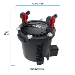 Vue de profil du Fluval FX2 pour visualiser la taille compacte sous un meuble