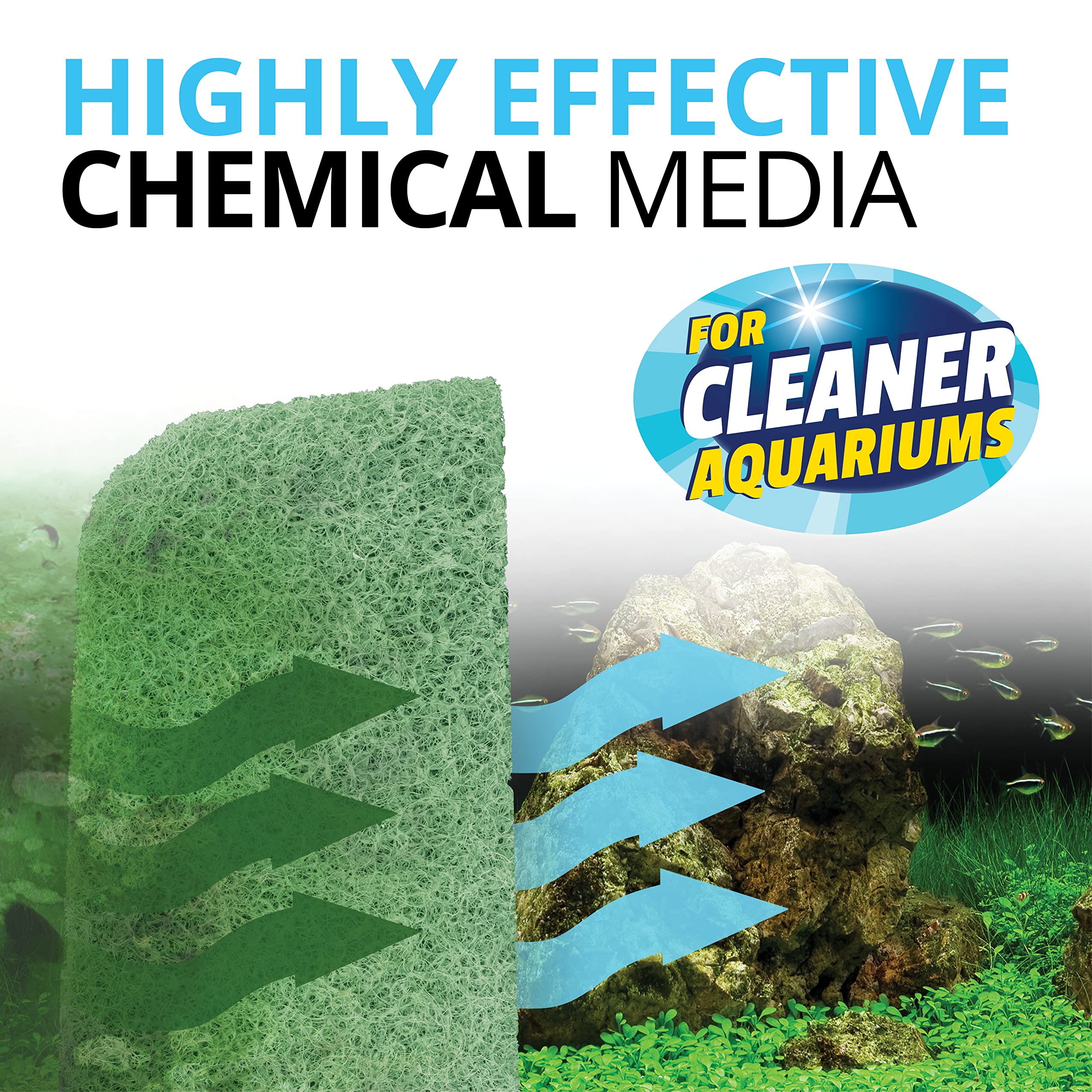 Fluval tampon retenant débris démontrant capacité à clarifier l’eau rapidement