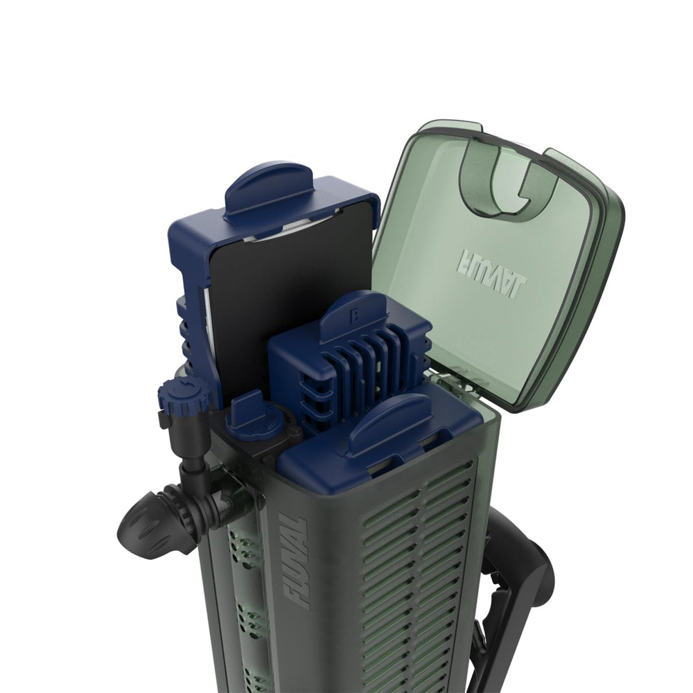 Fluval U3 en position verticale montrant contrôle de débit et courants ciblés