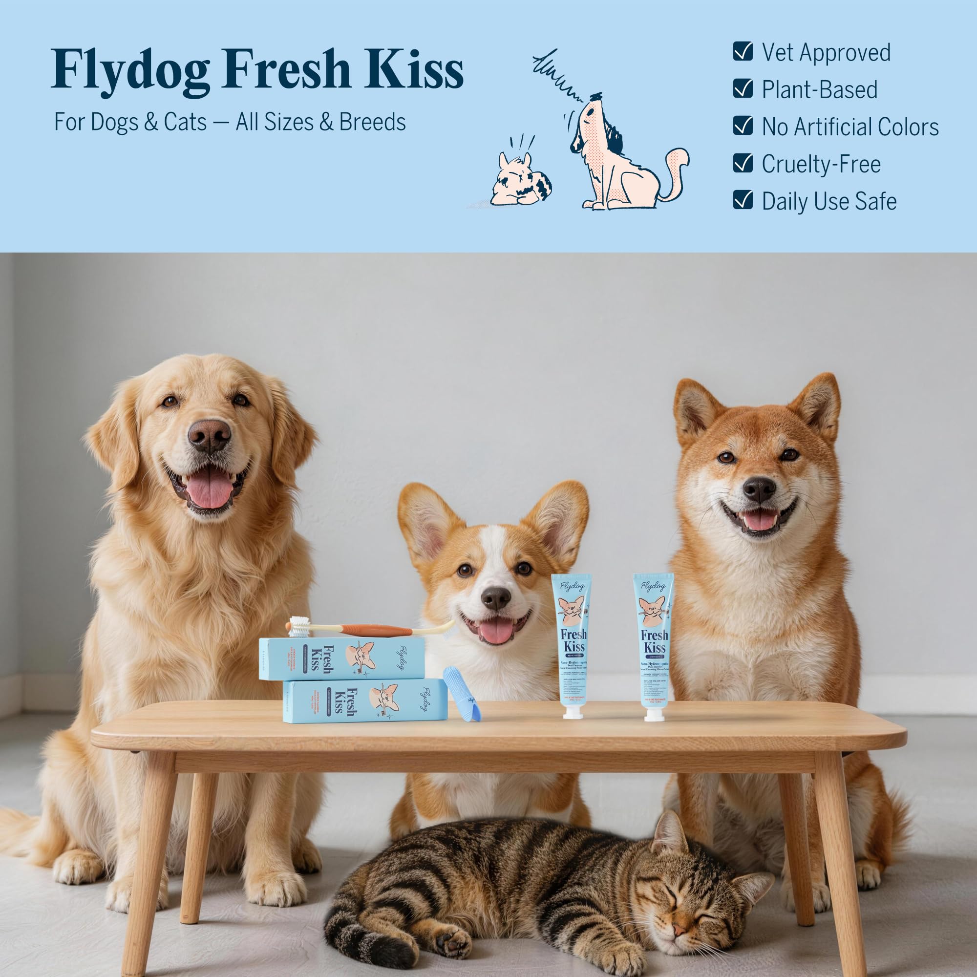 FlyDog étiquette ingrédients avec mention nano-HAp pour transparence produit